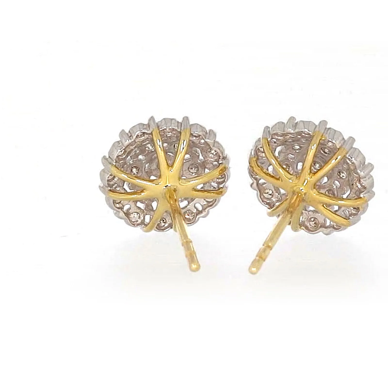 9ct Two Tone Gold Round Brilliant Cut 0.15 CARAT tw of Diamonds Stud Earrings