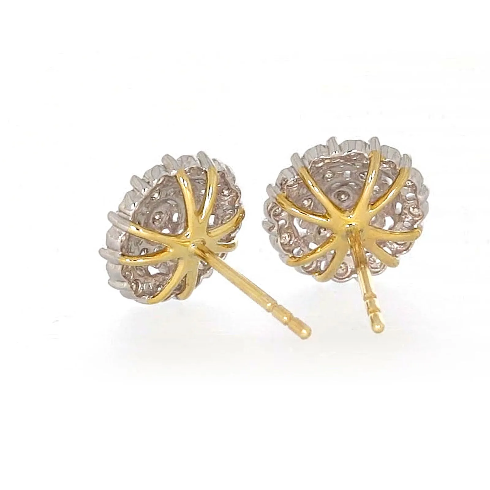 9ct Two Tone Gold Round Brilliant Cut 0.15 CARAT tw of Diamonds Stud Earrings