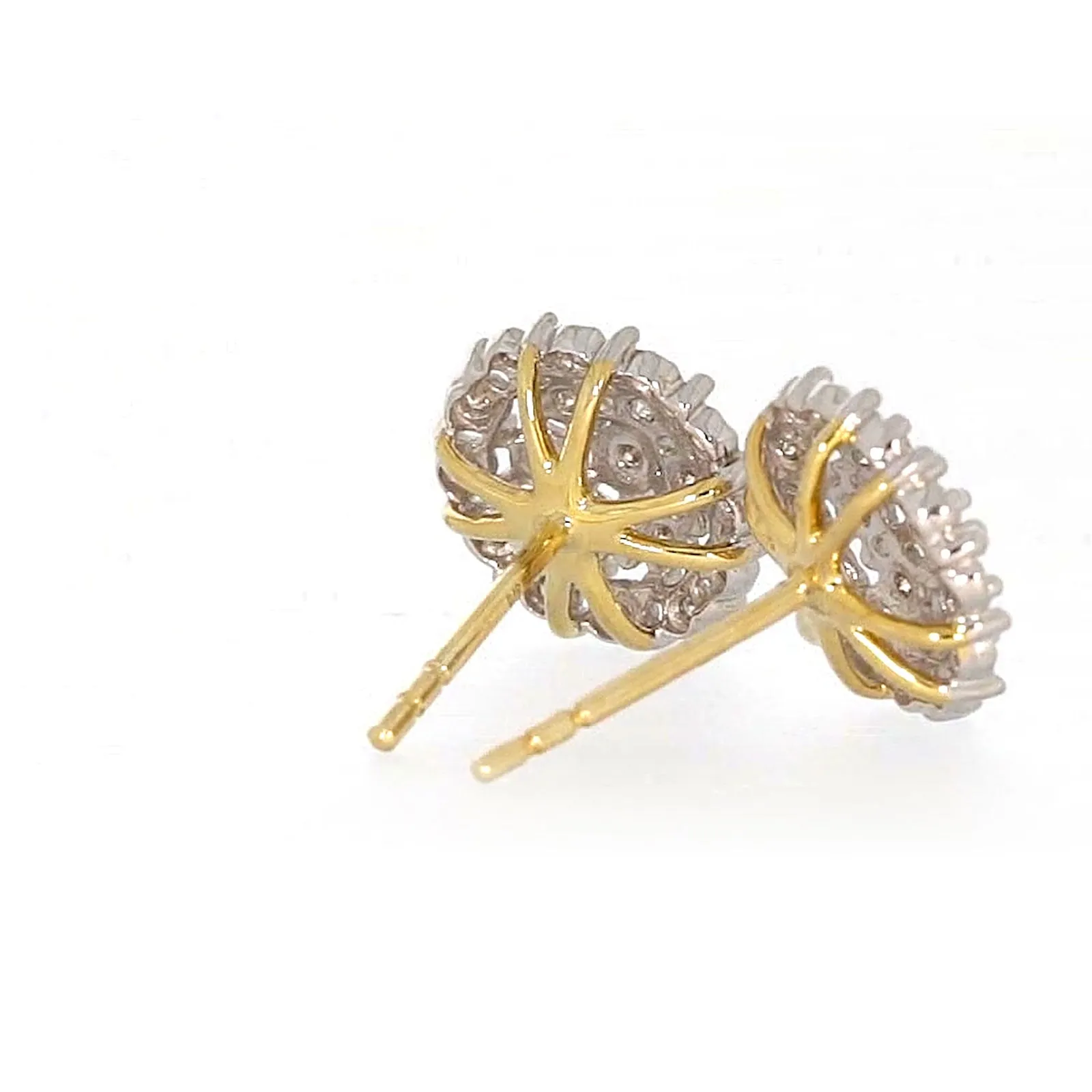 9ct Two Tone Gold Round Brilliant Cut 0.15 CARAT tw of Diamonds Stud Earrings