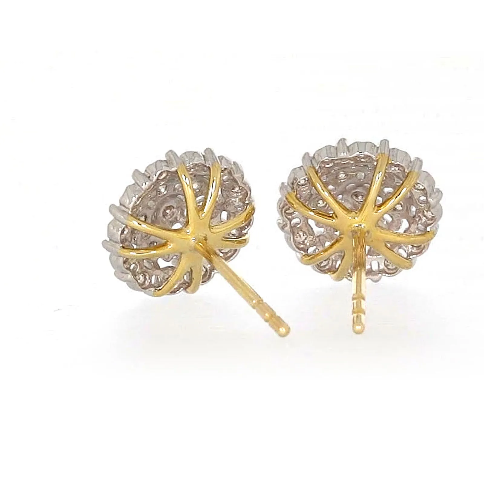 9ct Two Tone Gold Round Brilliant Cut 0.15 CARAT tw of Diamonds Stud Earrings