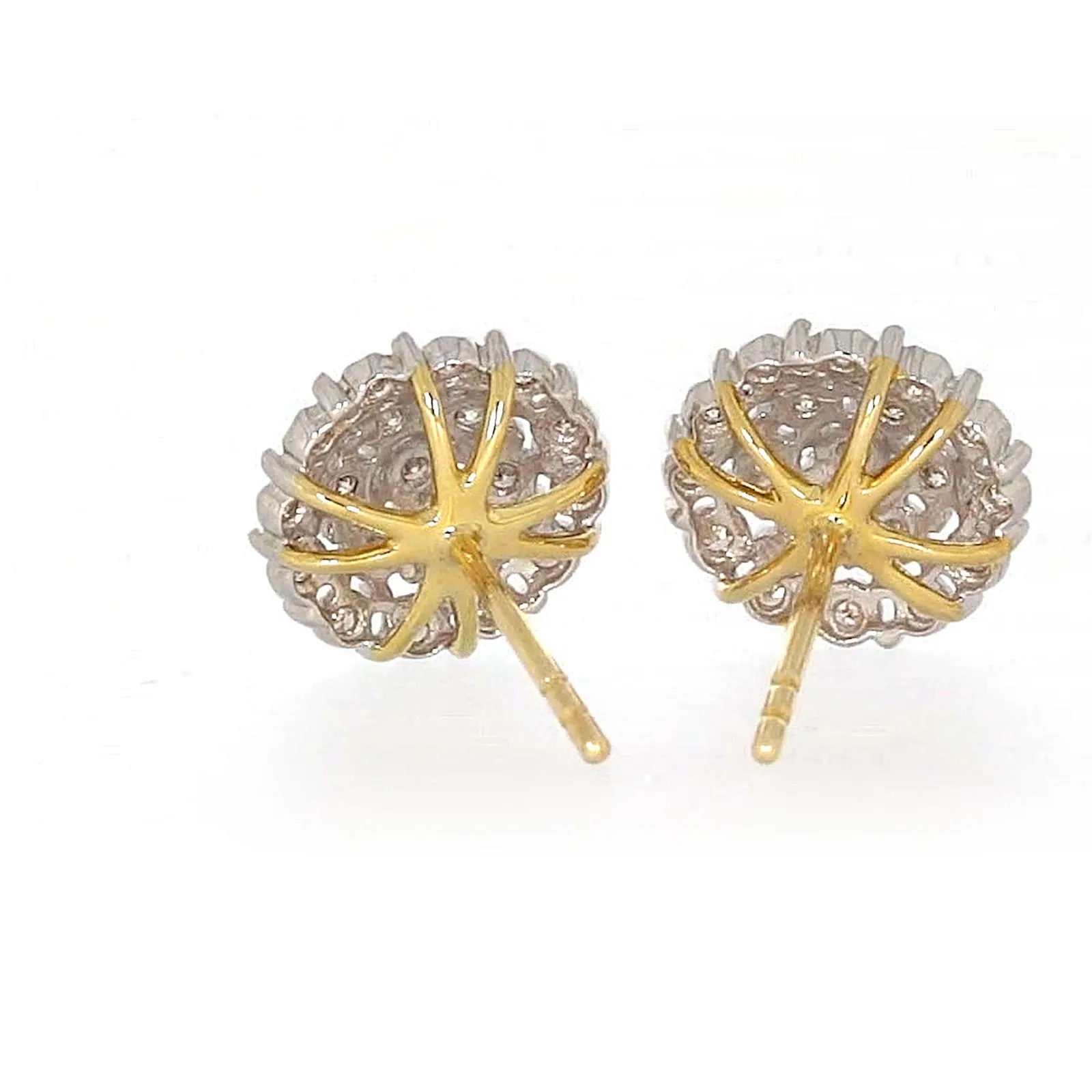 9ct Two Tone Gold Round Brilliant Cut 0.15 CARAT tw of Diamonds Stud Earrings