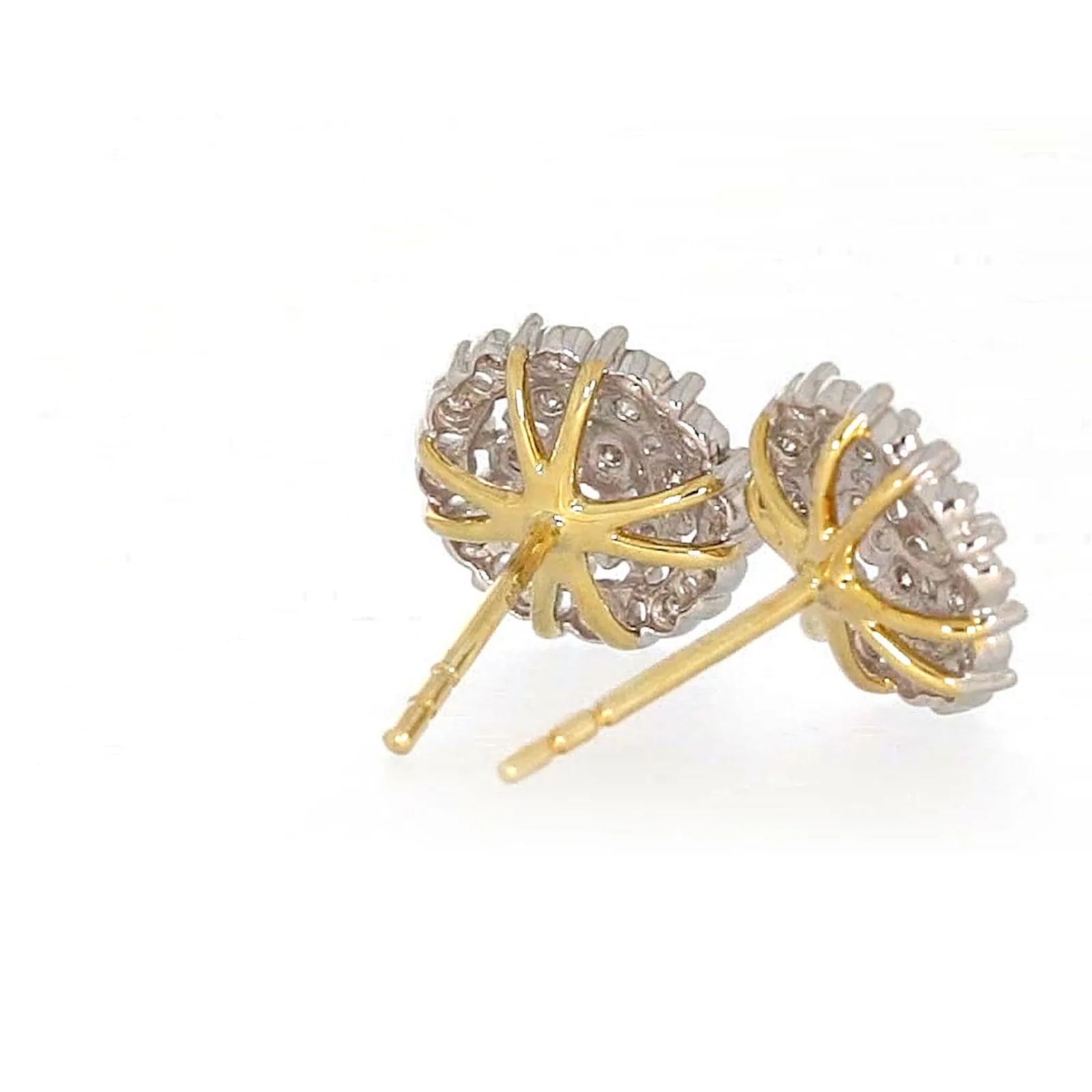9ct Two Tone Gold Round Brilliant Cut 0.15 CARAT tw of Diamonds Stud Earrings