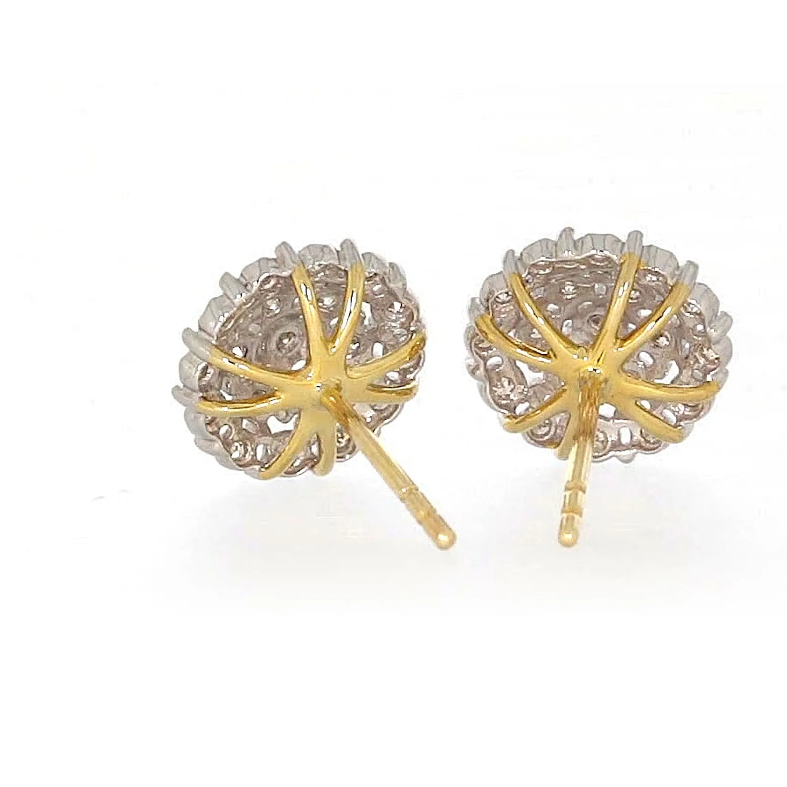 9ct Two Tone Gold Round Brilliant Cut 0.15 CARAT tw of Diamonds Stud Earrings