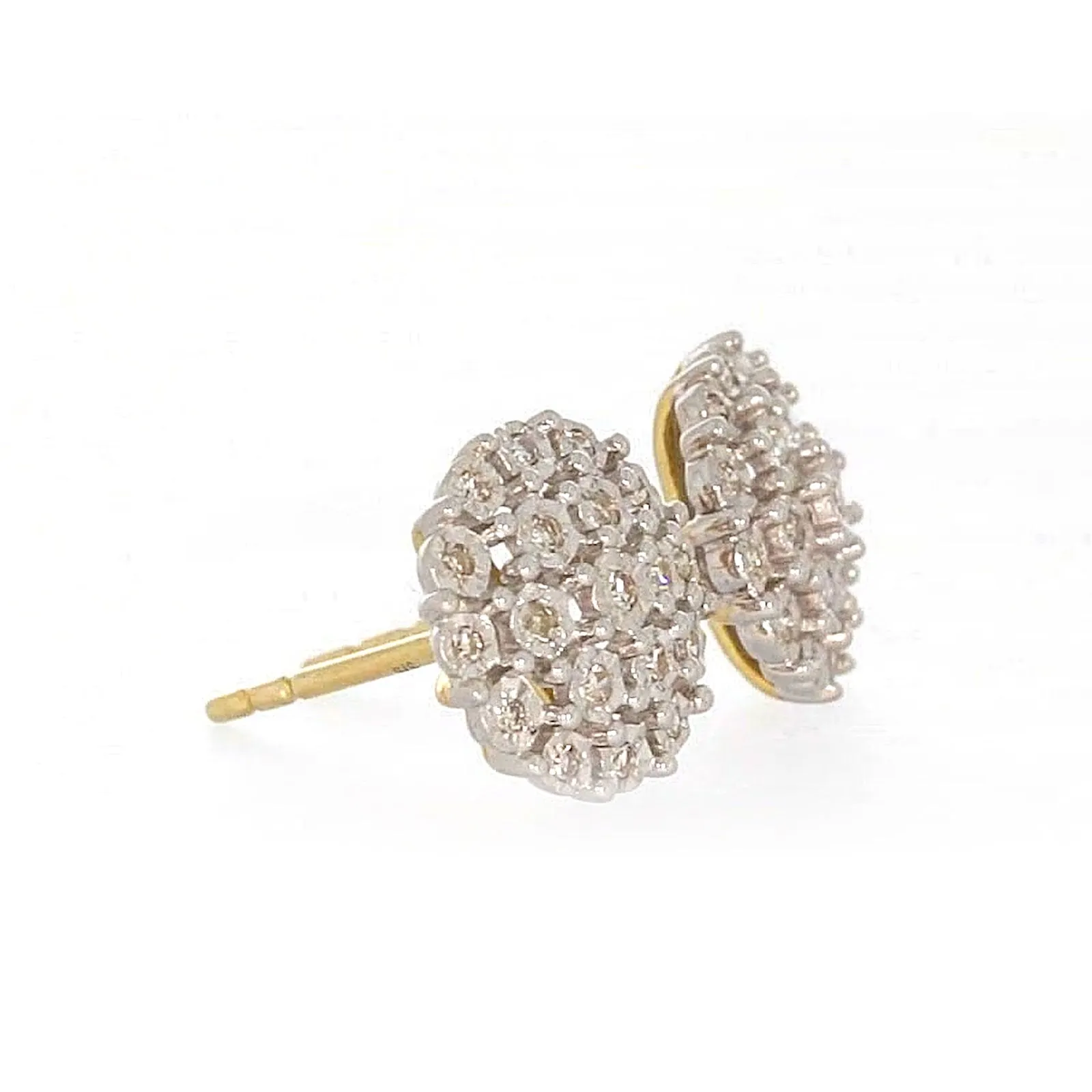 9ct Two Tone Gold Round Brilliant Cut 0.15 CARAT tw of Diamonds Stud Earrings