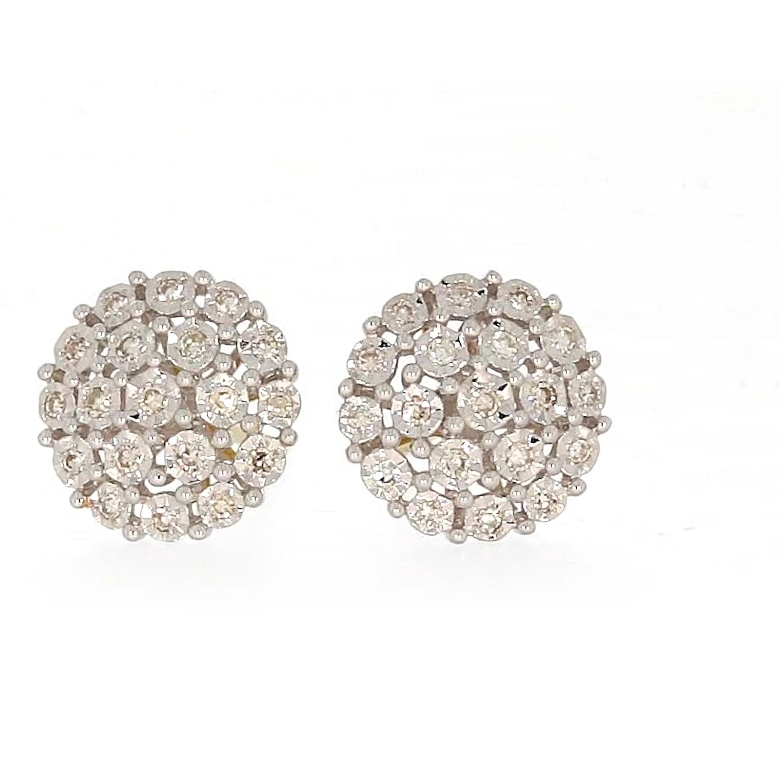 9ct Two Tone Gold Round Brilliant Cut 0.15 CARAT tw of Diamonds Stud Earrings