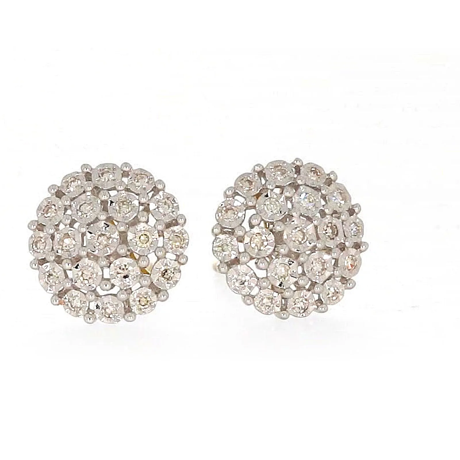 9ct Two Tone Gold Round Brilliant Cut 0.15 CARAT tw of Diamonds Stud Earrings