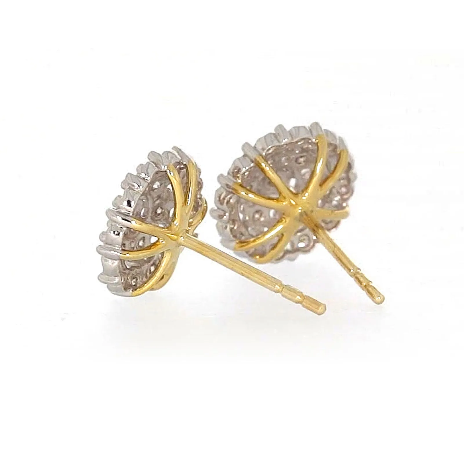 9ct Two Tone Gold Round Brilliant Cut 0.15 CARAT tw of Diamonds Stud Earrings