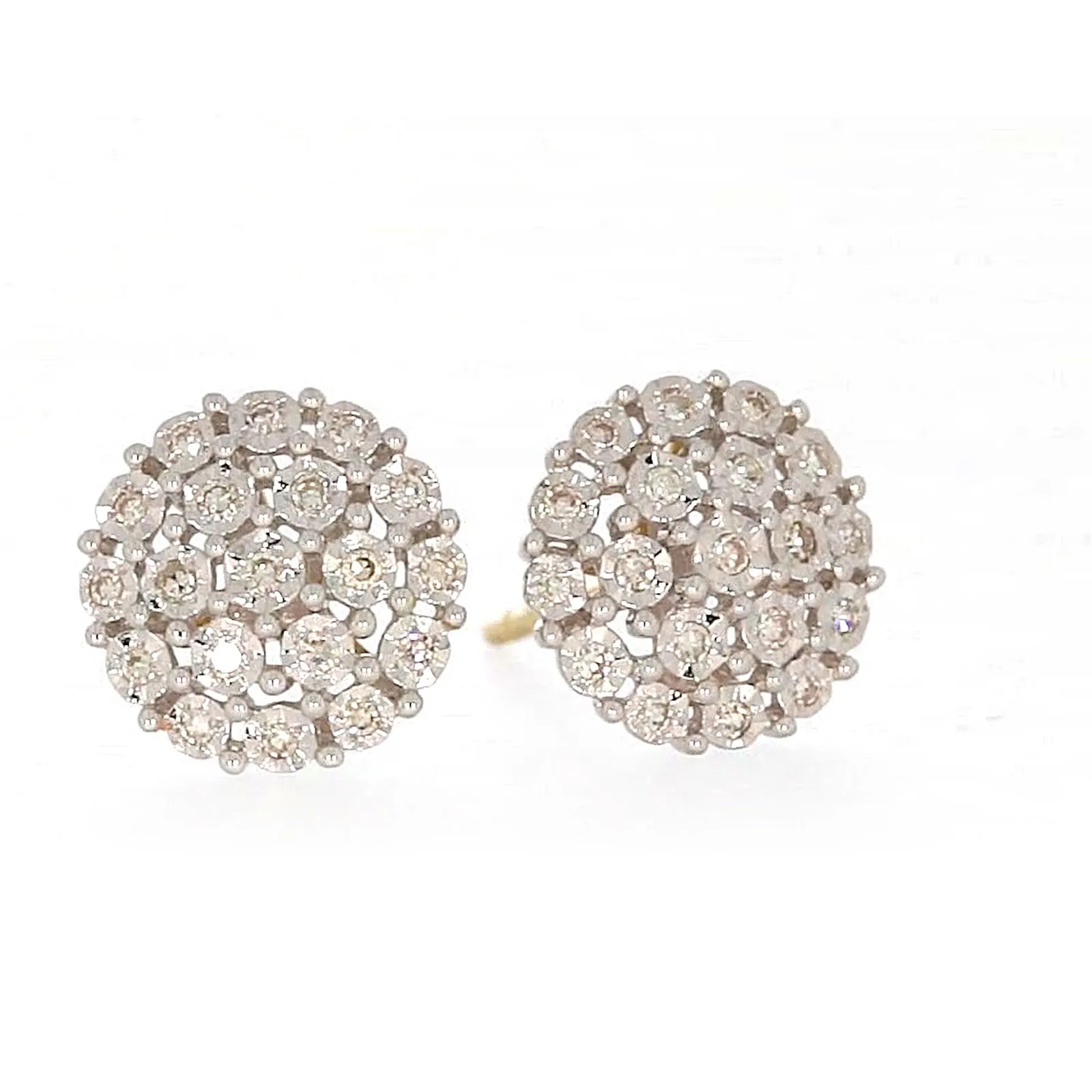 9ct Two Tone Gold Round Brilliant Cut 0.15 CARAT tw of Diamonds Stud Earrings