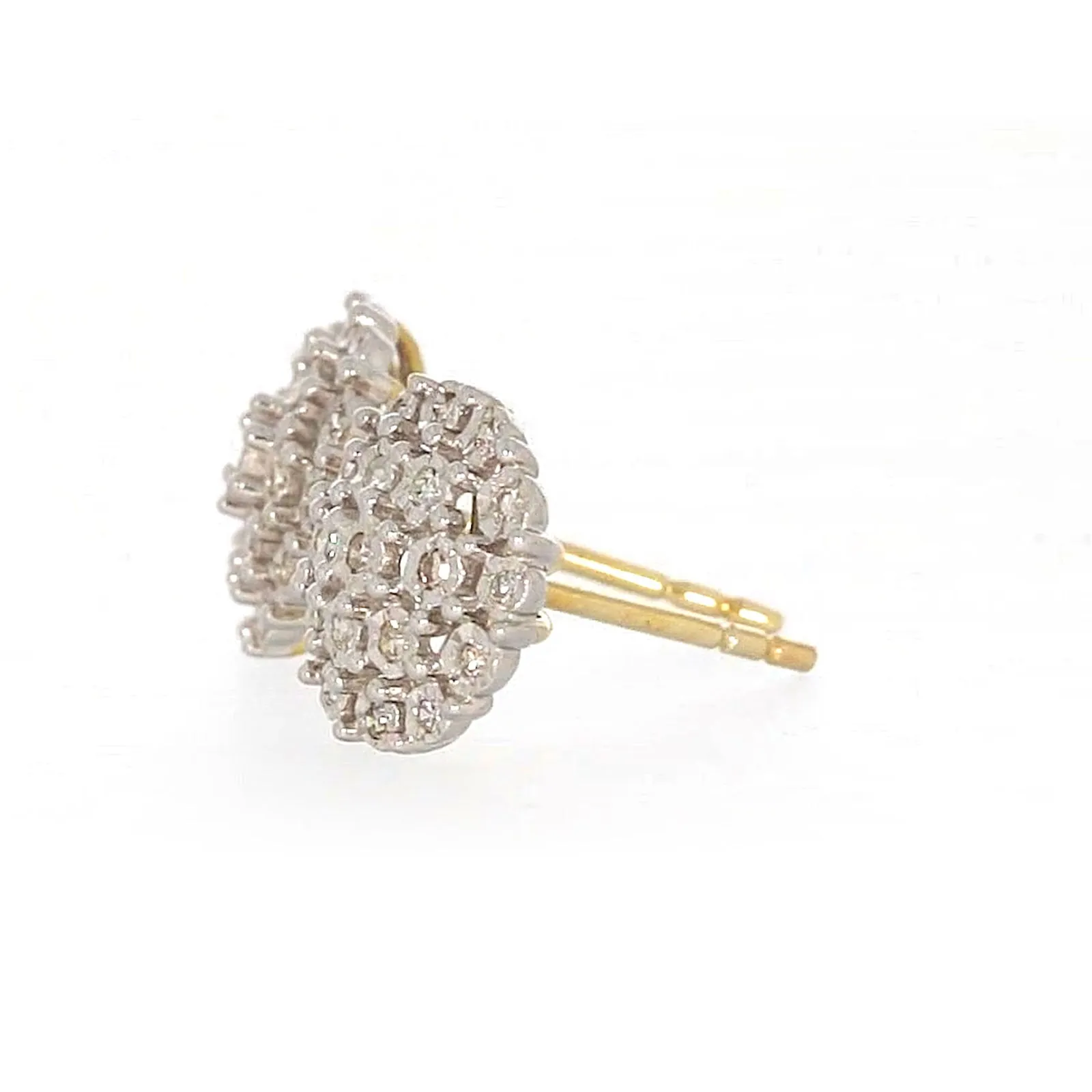 9ct Two Tone Gold Round Brilliant Cut 0.15 CARAT tw of Diamonds Stud Earrings