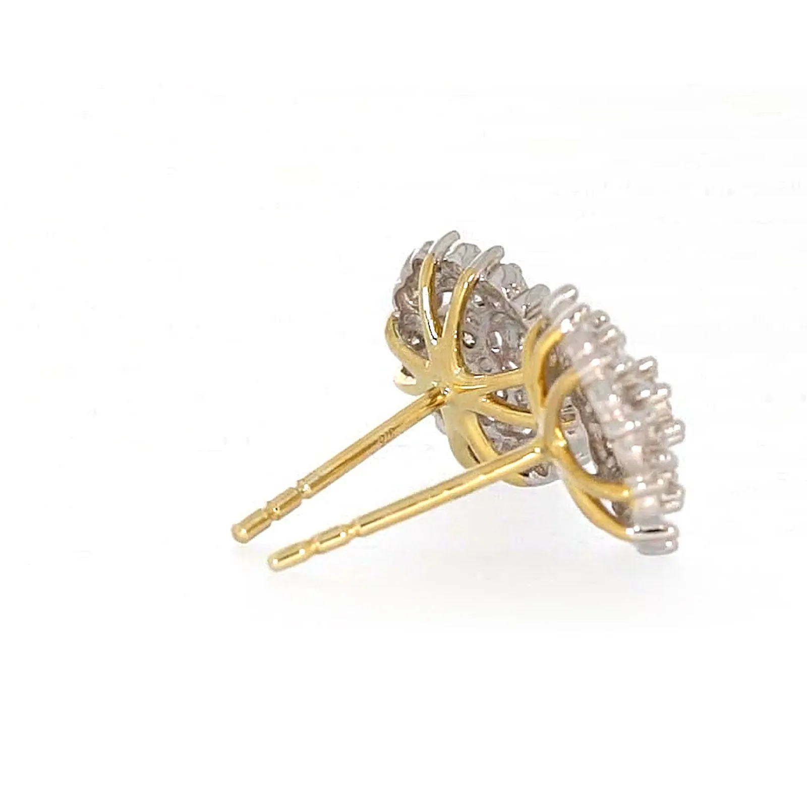 9ct Two Tone Gold Round Brilliant Cut 0.15 CARAT tw of Diamonds Stud Earrings
