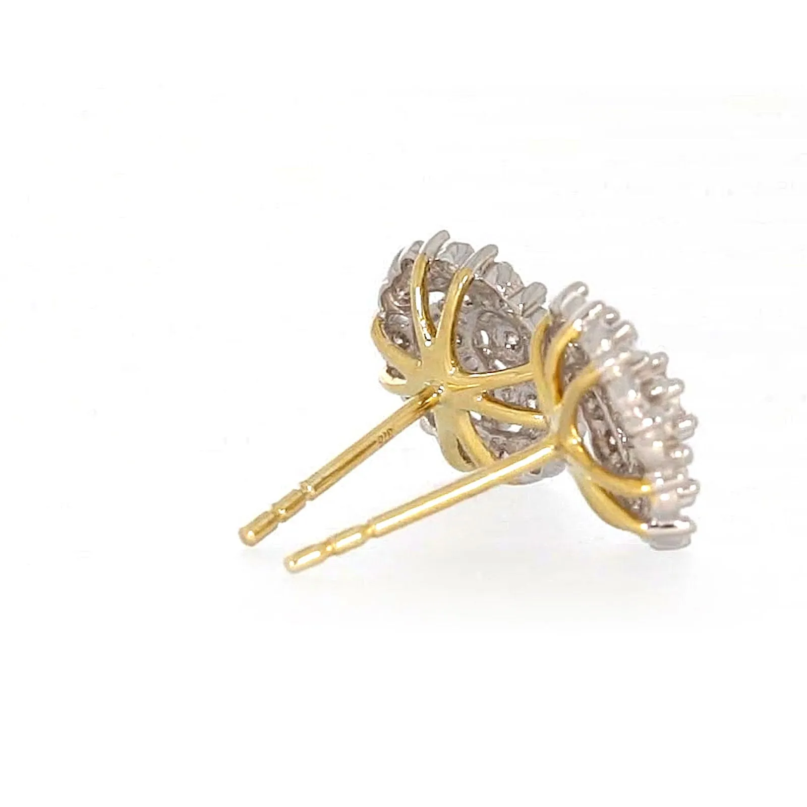 9ct Two Tone Gold Round Brilliant Cut 0.15 CARAT tw of Diamonds Stud Earrings