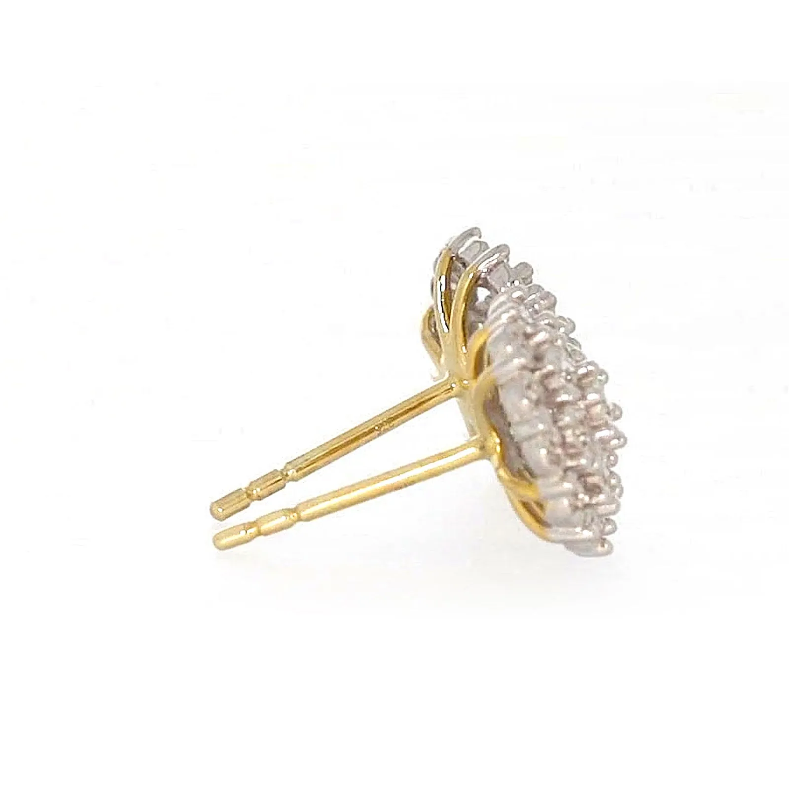 9ct Two Tone Gold Round Brilliant Cut 0.15 CARAT tw of Diamonds Stud Earrings