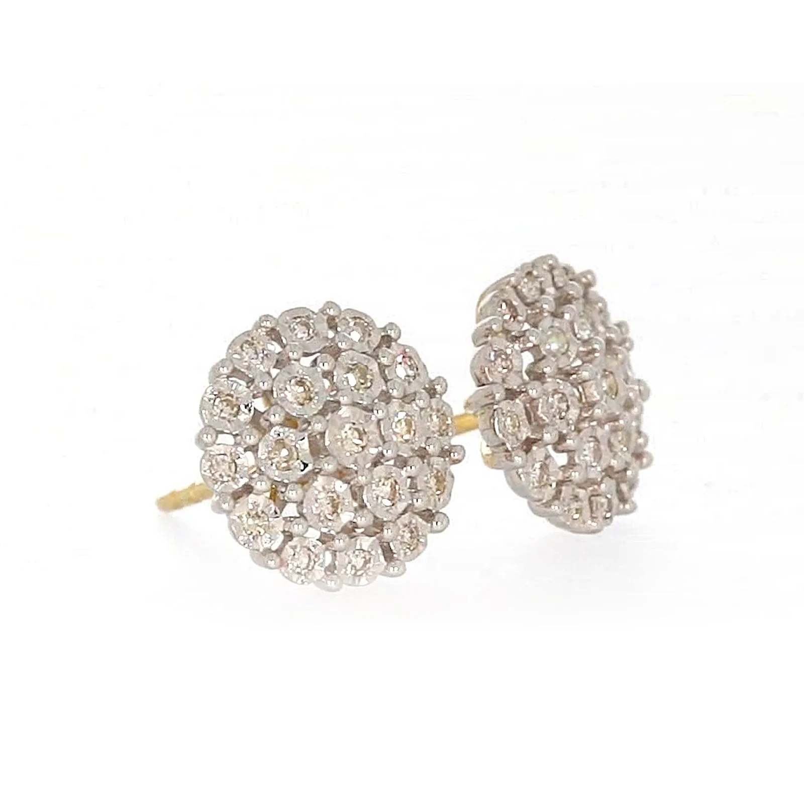 9ct Two Tone Gold Round Brilliant Cut 0.15 CARAT tw of Diamonds Stud Earrings