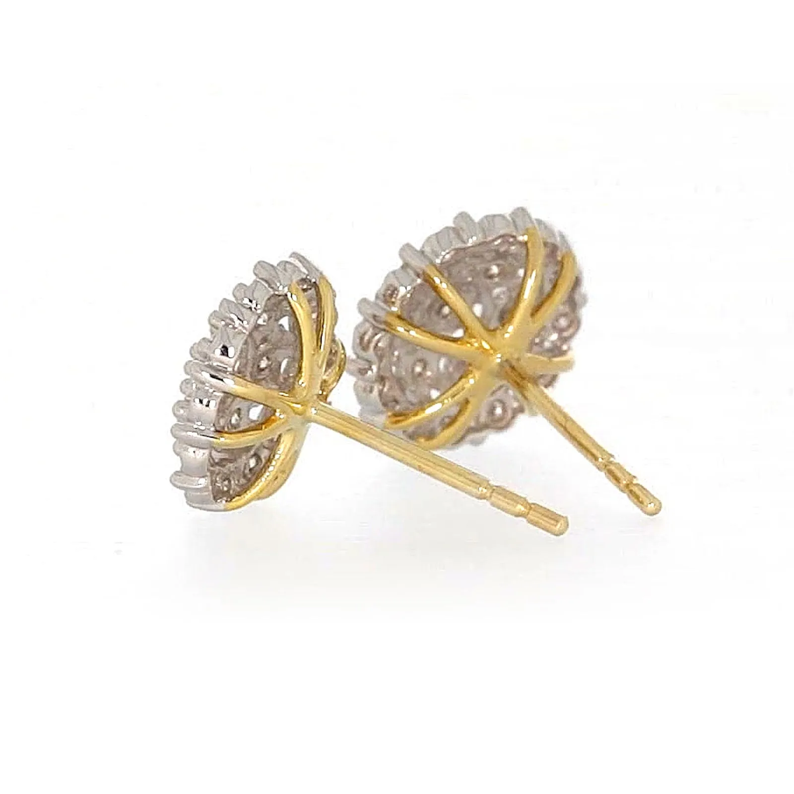 9ct Two Tone Gold Round Brilliant Cut 0.15 CARAT tw of Diamonds Stud Earrings