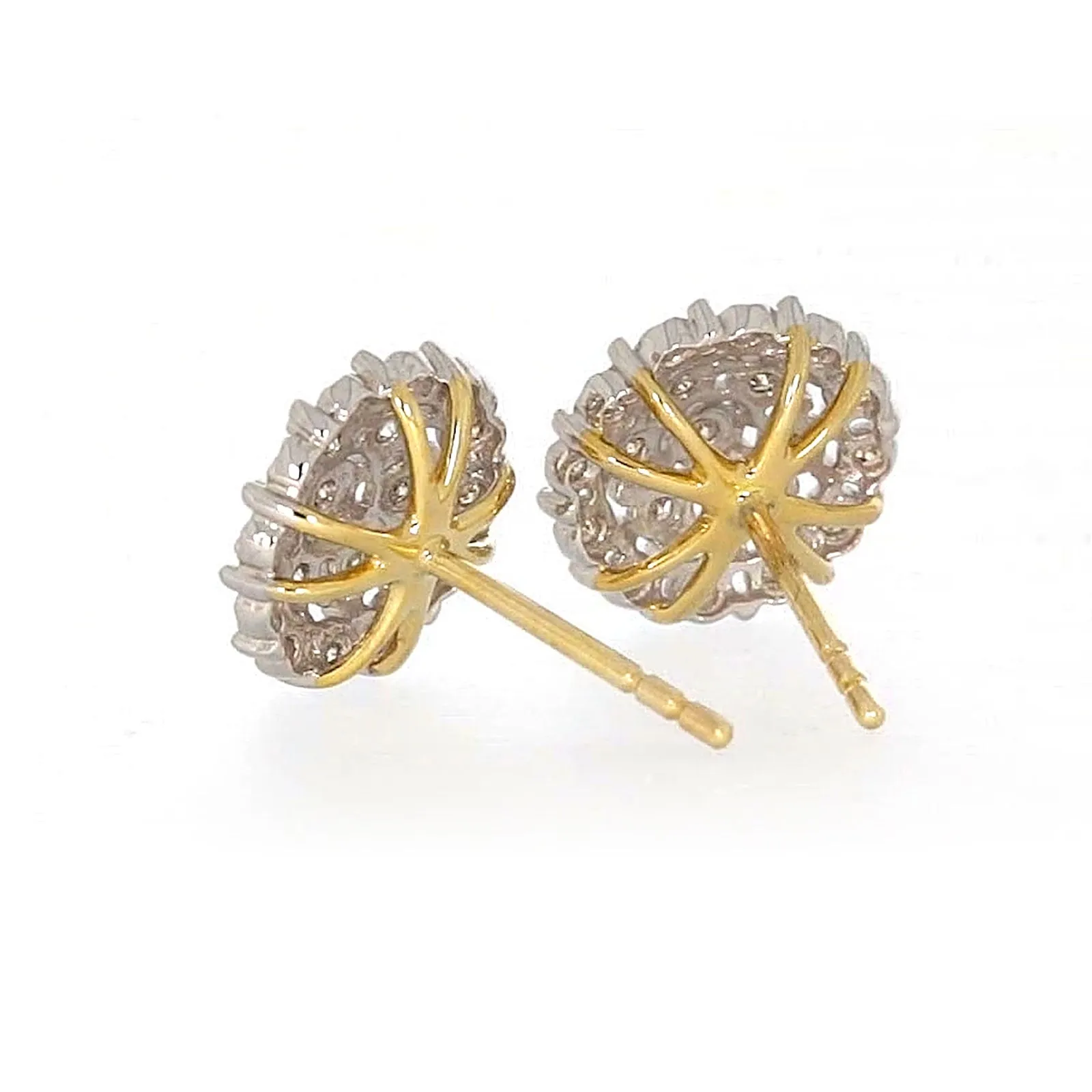 9ct Two Tone Gold Round Brilliant Cut 0.15 CARAT tw of Diamonds Stud Earrings