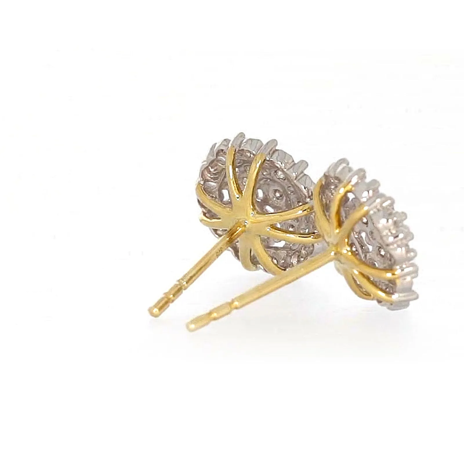 9ct Two Tone Gold Round Brilliant Cut 0.15 CARAT tw of Diamonds Stud Earrings