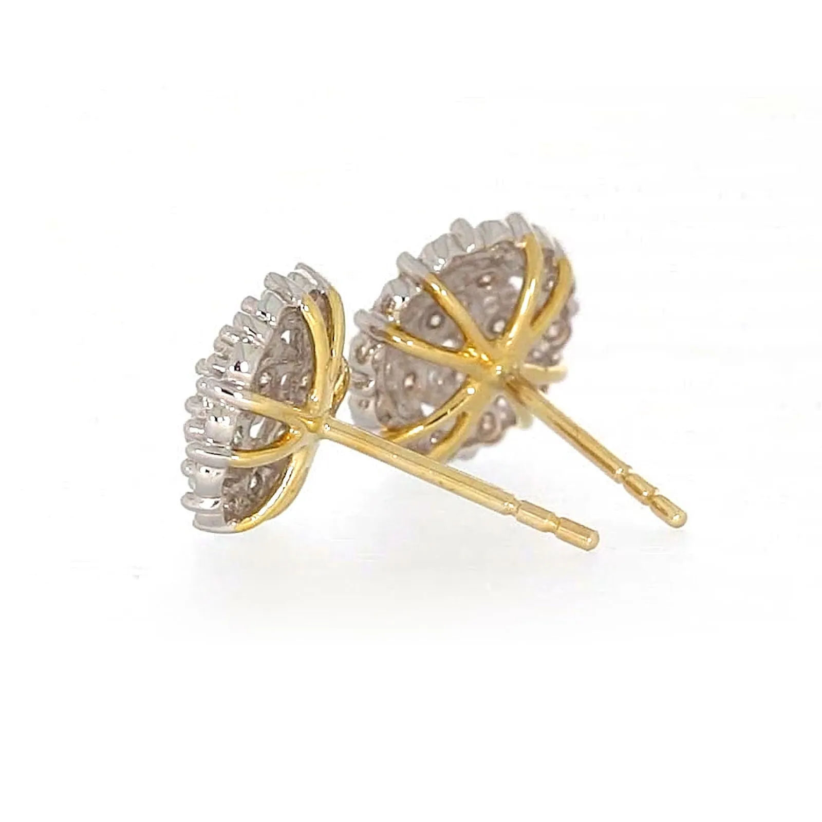 9ct Two Tone Gold Round Brilliant Cut 0.15 CARAT tw of Diamonds Stud Earrings