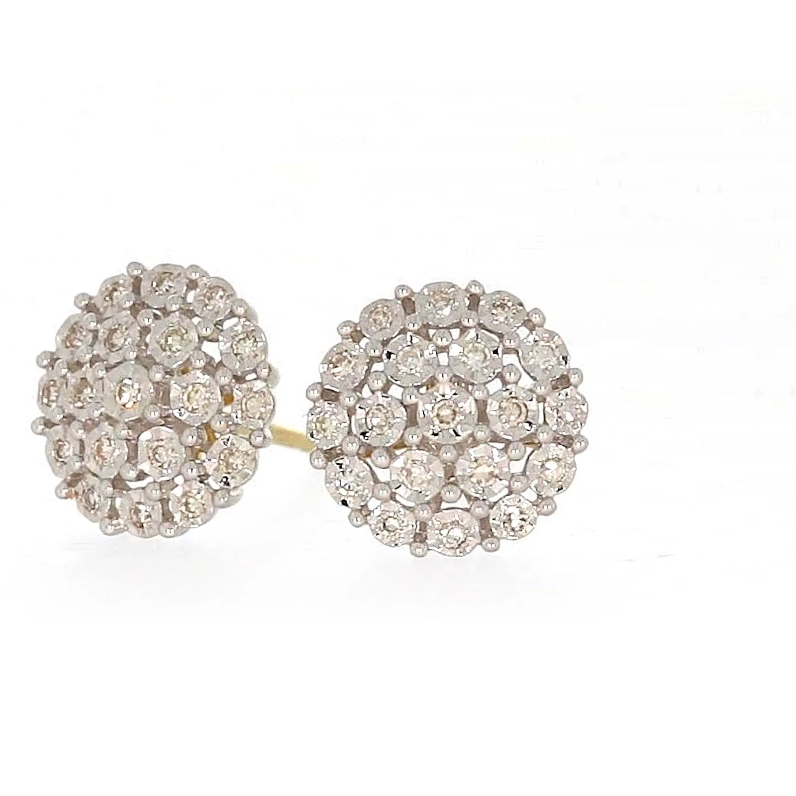 9ct Two Tone Gold Round Brilliant Cut 0.15 CARAT tw of Diamonds Stud Earrings