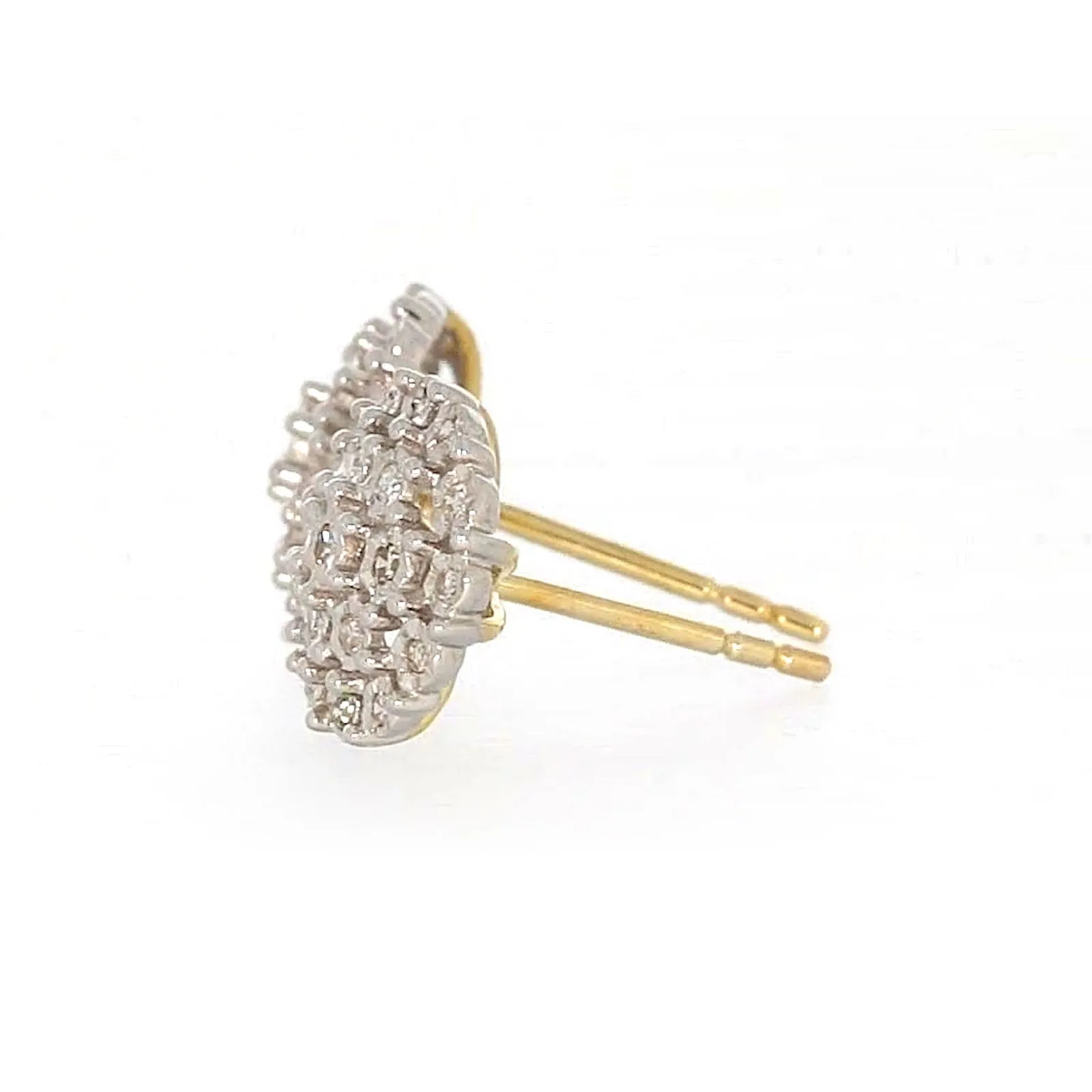 9ct Two Tone Gold Round Brilliant Cut 0.15 CARAT tw of Diamonds Stud Earrings