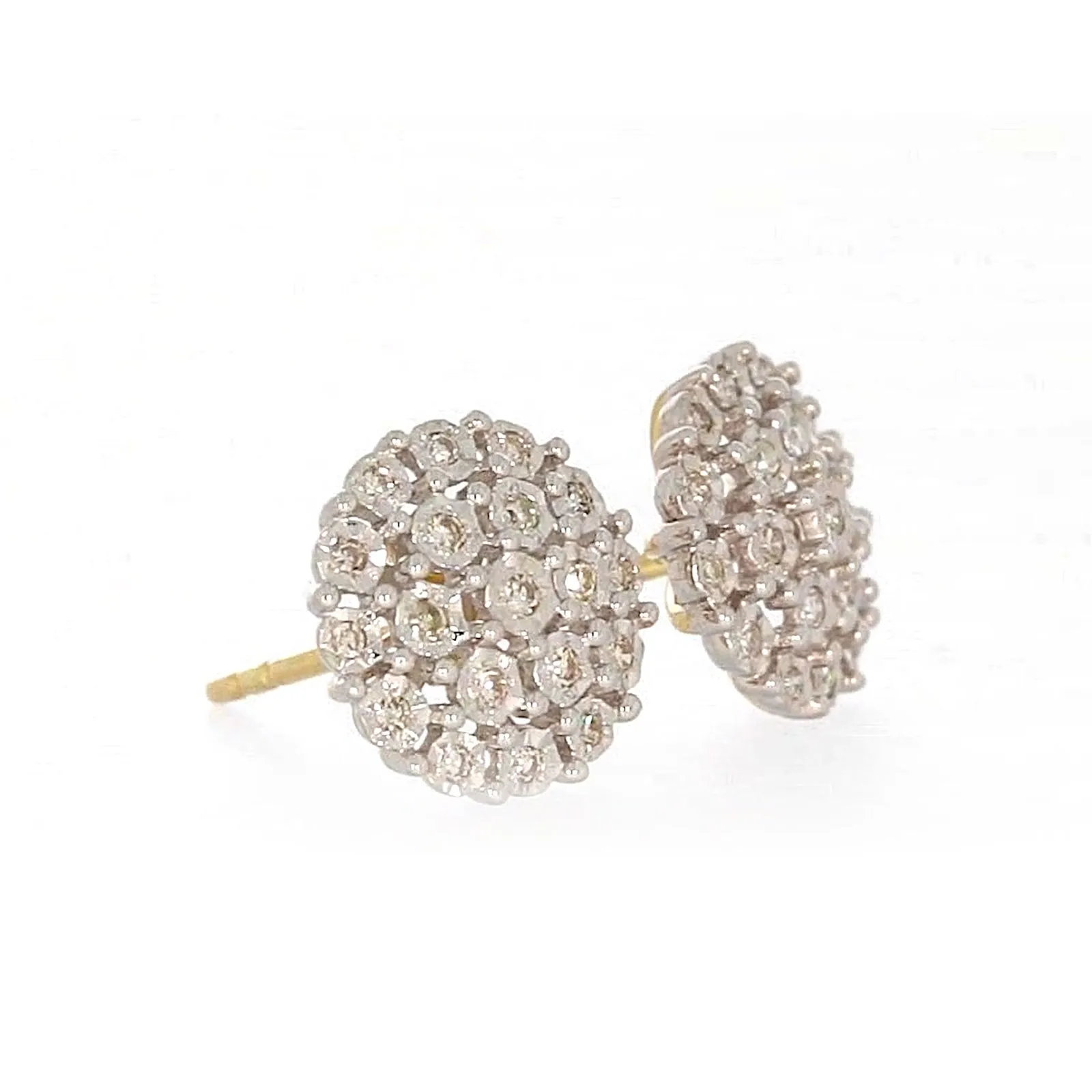 9ct Two Tone Gold Round Brilliant Cut 0.15 CARAT tw of Diamonds Stud Earrings