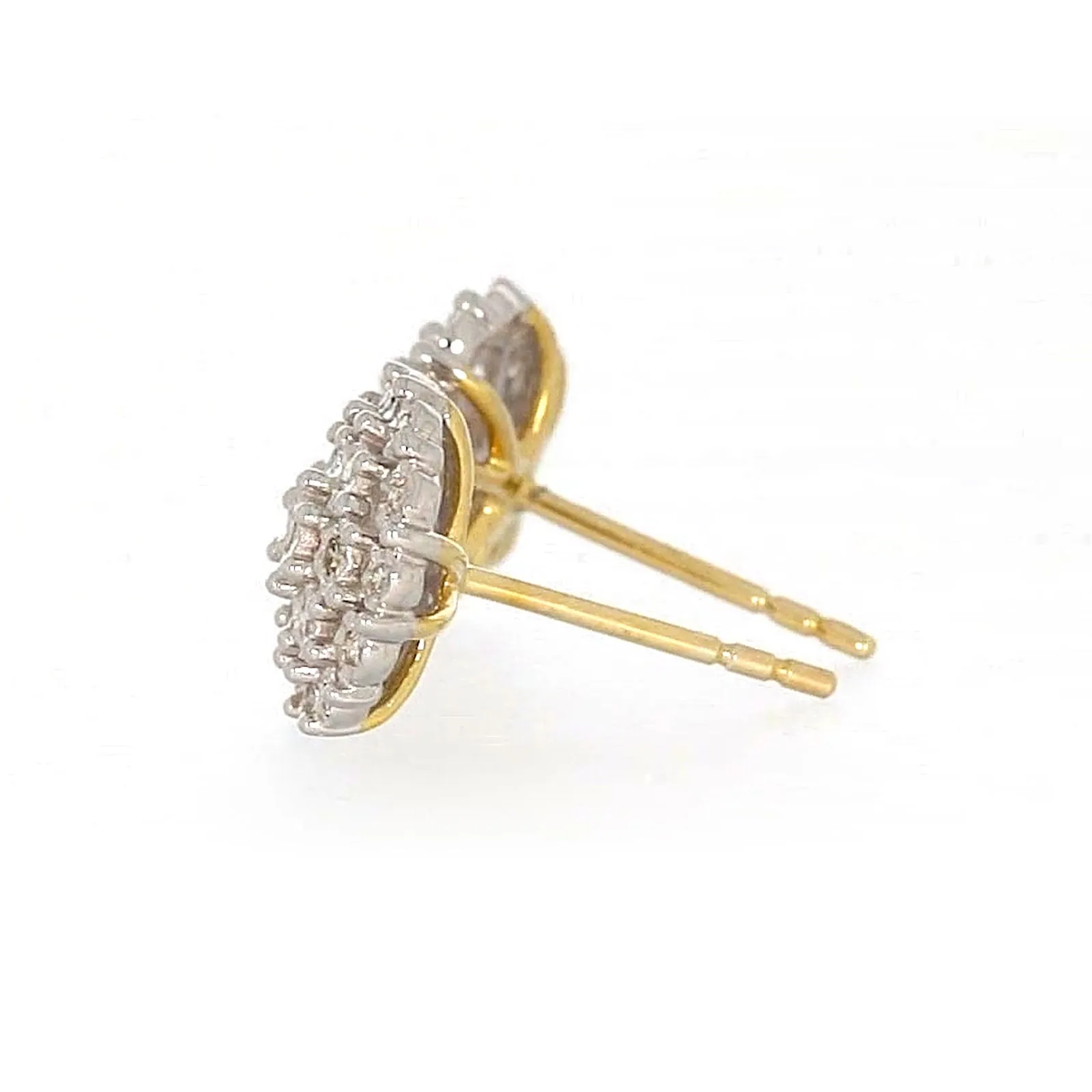 9ct Two Tone Gold Round Brilliant Cut 0.15 CARAT tw of Diamonds Stud Earrings