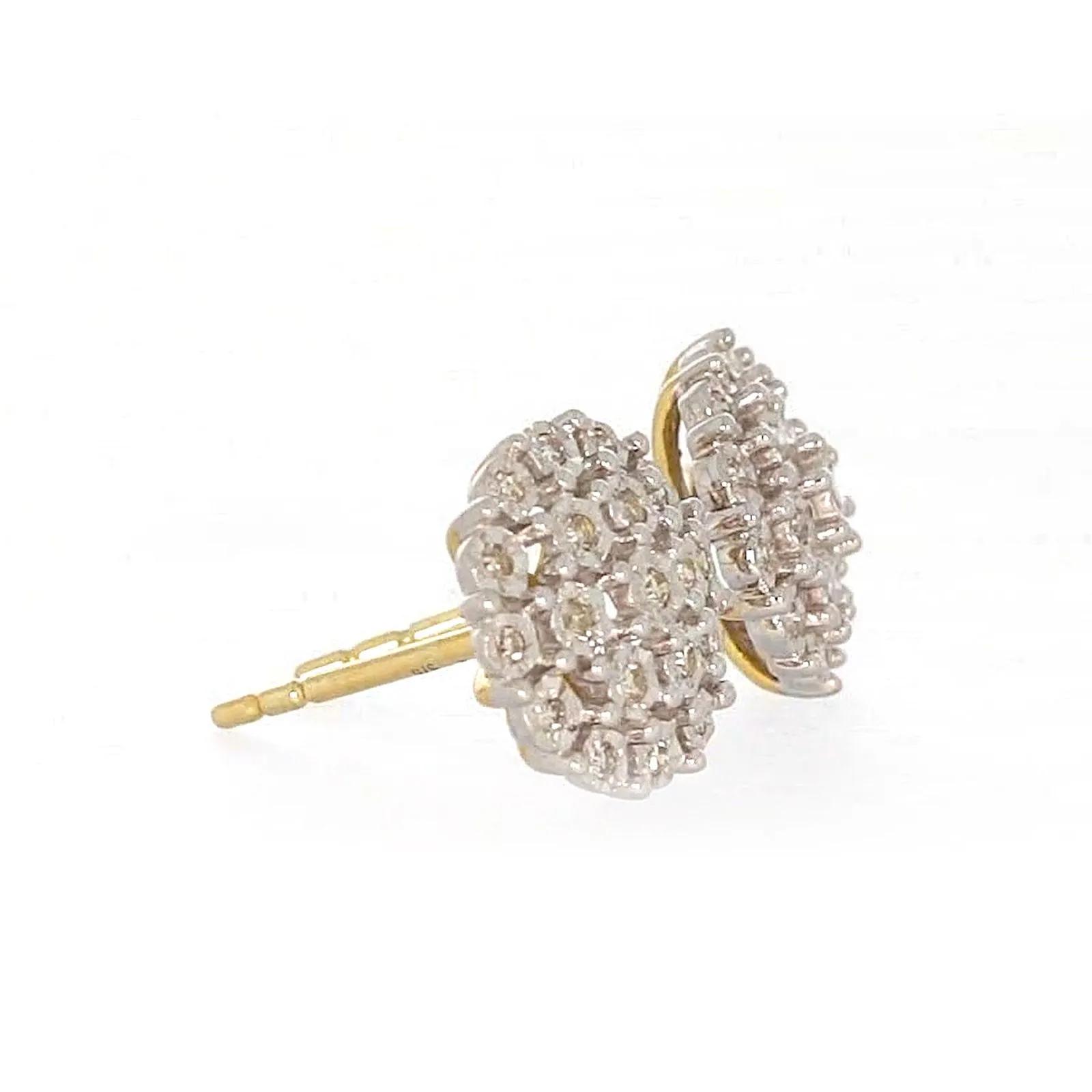 9ct Two Tone Gold Round Brilliant Cut 0.15 CARAT tw of Diamonds Stud Earrings