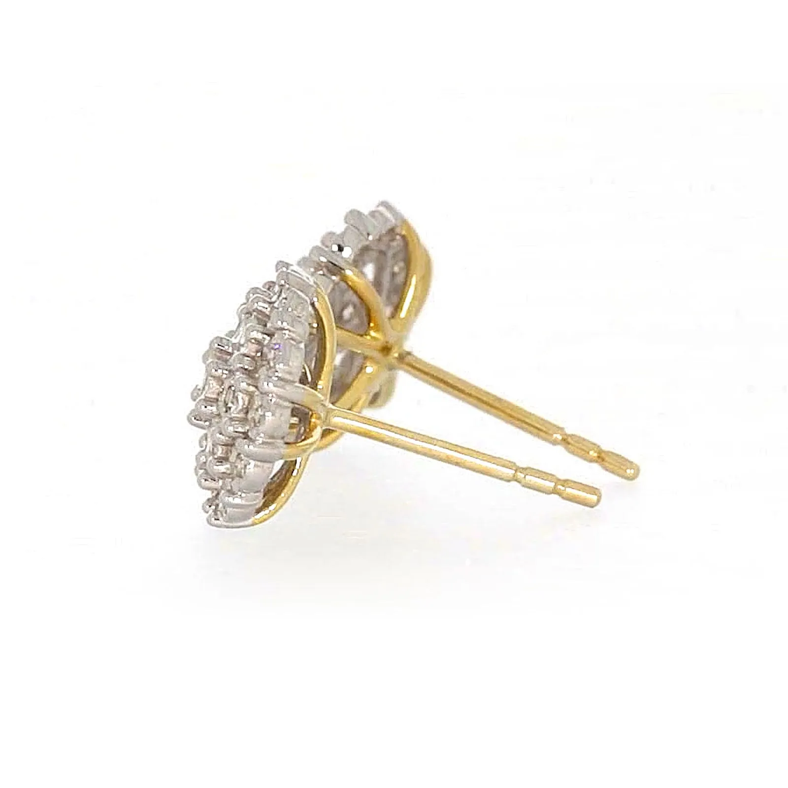 9ct Two Tone Gold Round Brilliant Cut 0.15 CARAT tw of Diamonds Stud Earrings