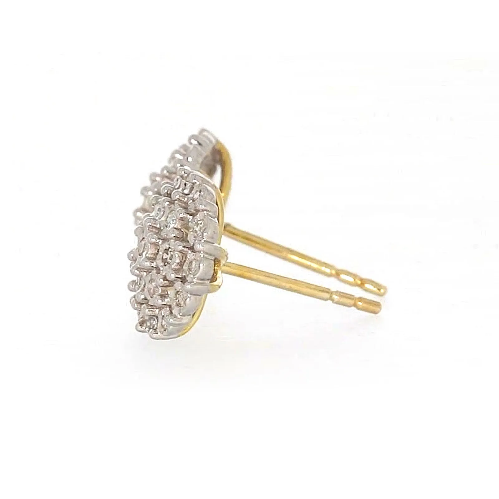 9ct Two Tone Gold Round Brilliant Cut 0.15 CARAT tw of Diamonds Stud Earrings