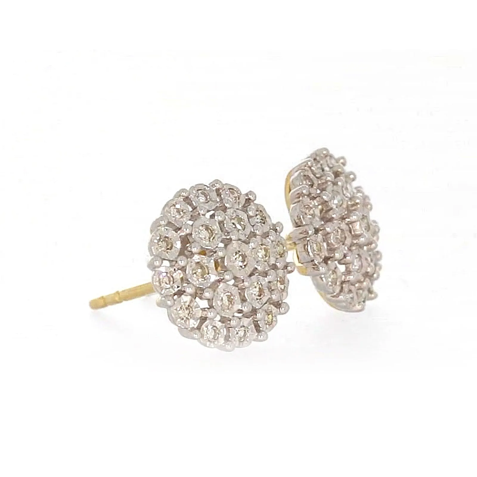 9ct Two Tone Gold Round Brilliant Cut 0.15 CARAT tw of Diamonds Stud Earrings