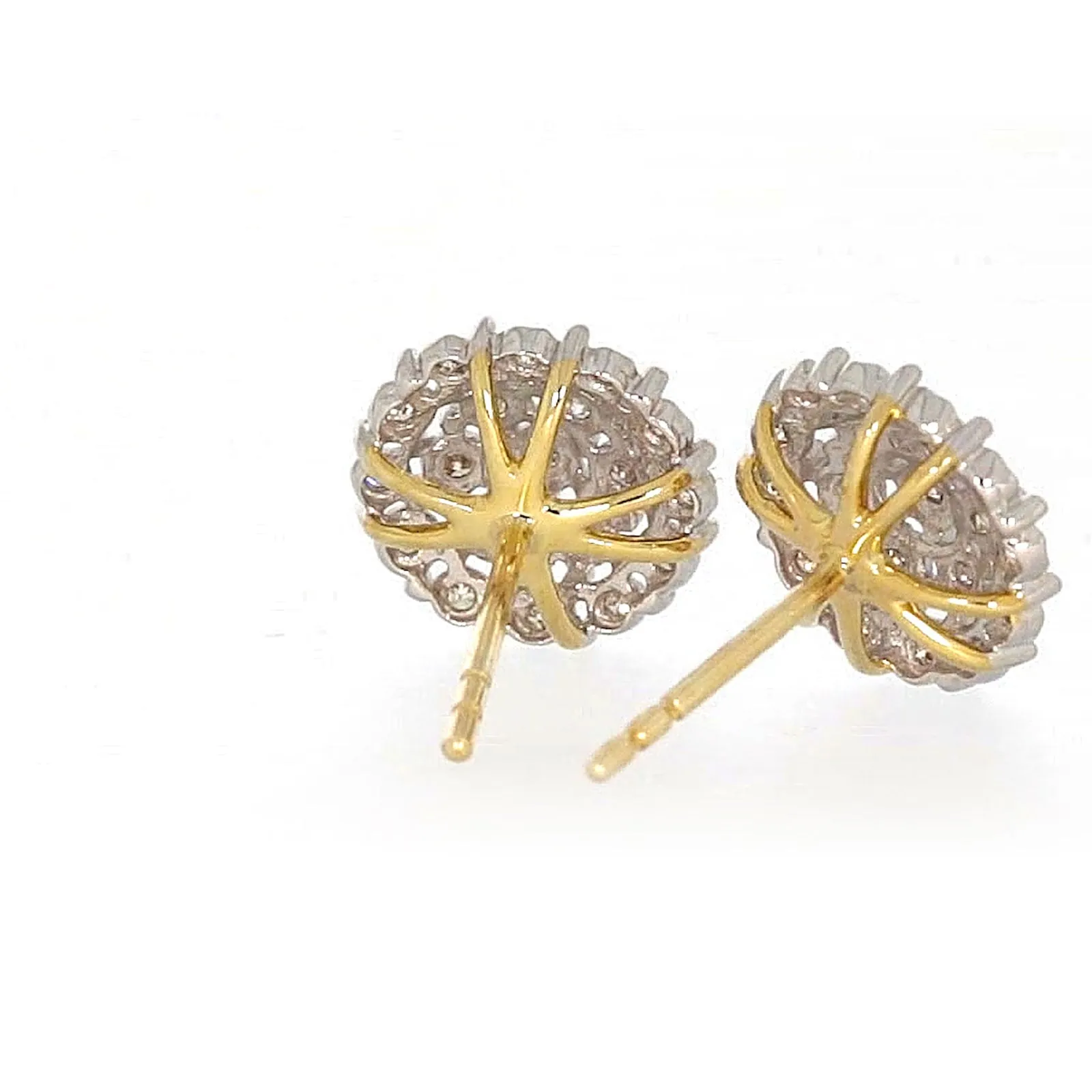 9ct Two Tone Gold Round Brilliant Cut 0.15 CARAT tw of Diamonds Stud Earrings