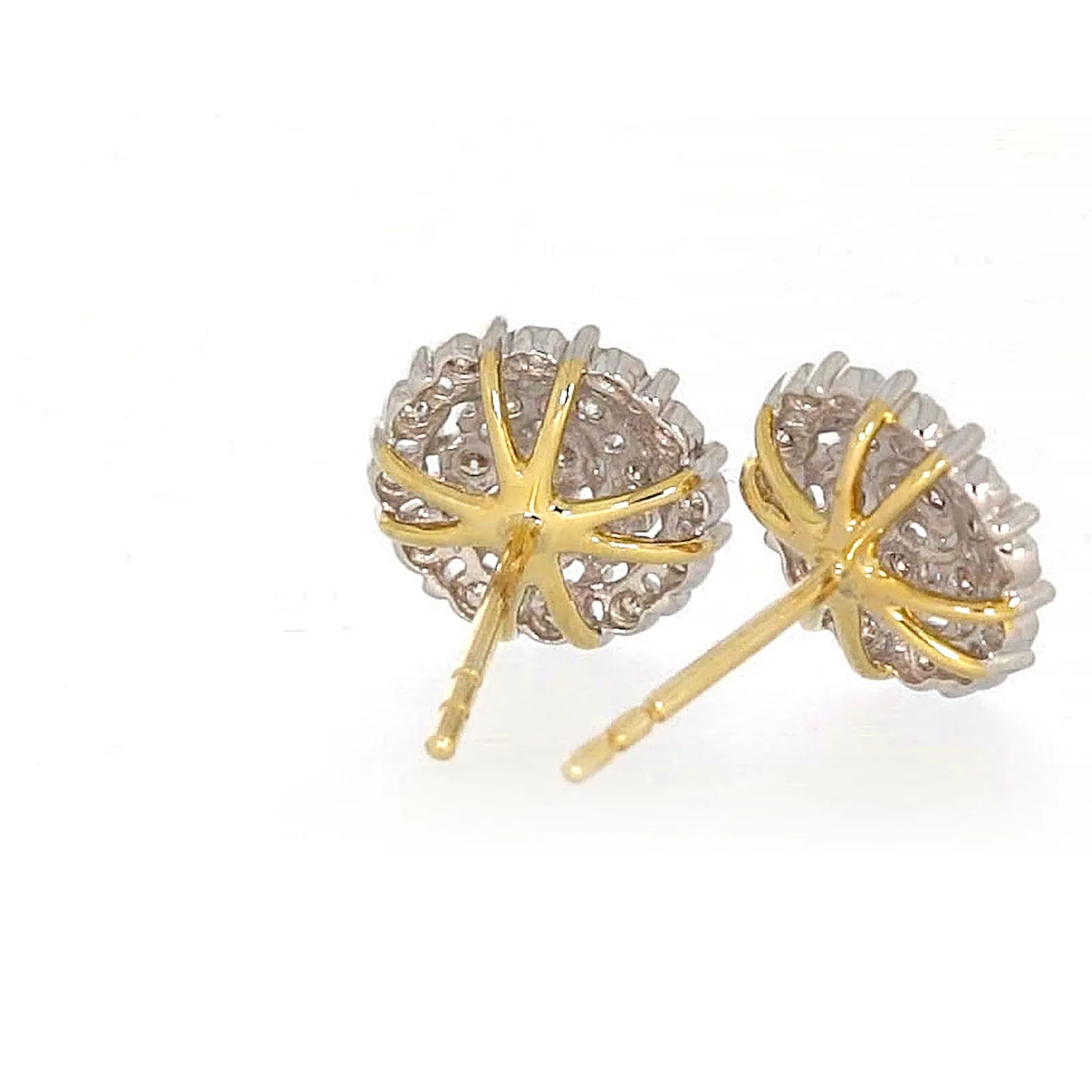 9ct Two Tone Gold Round Brilliant Cut 0.15 CARAT tw of Diamonds Stud Earrings