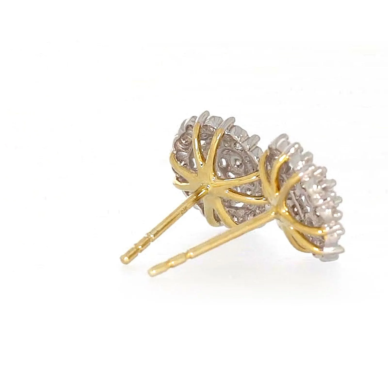 9ct Two Tone Gold Round Brilliant Cut 0.15 CARAT tw of Diamonds Stud Earrings