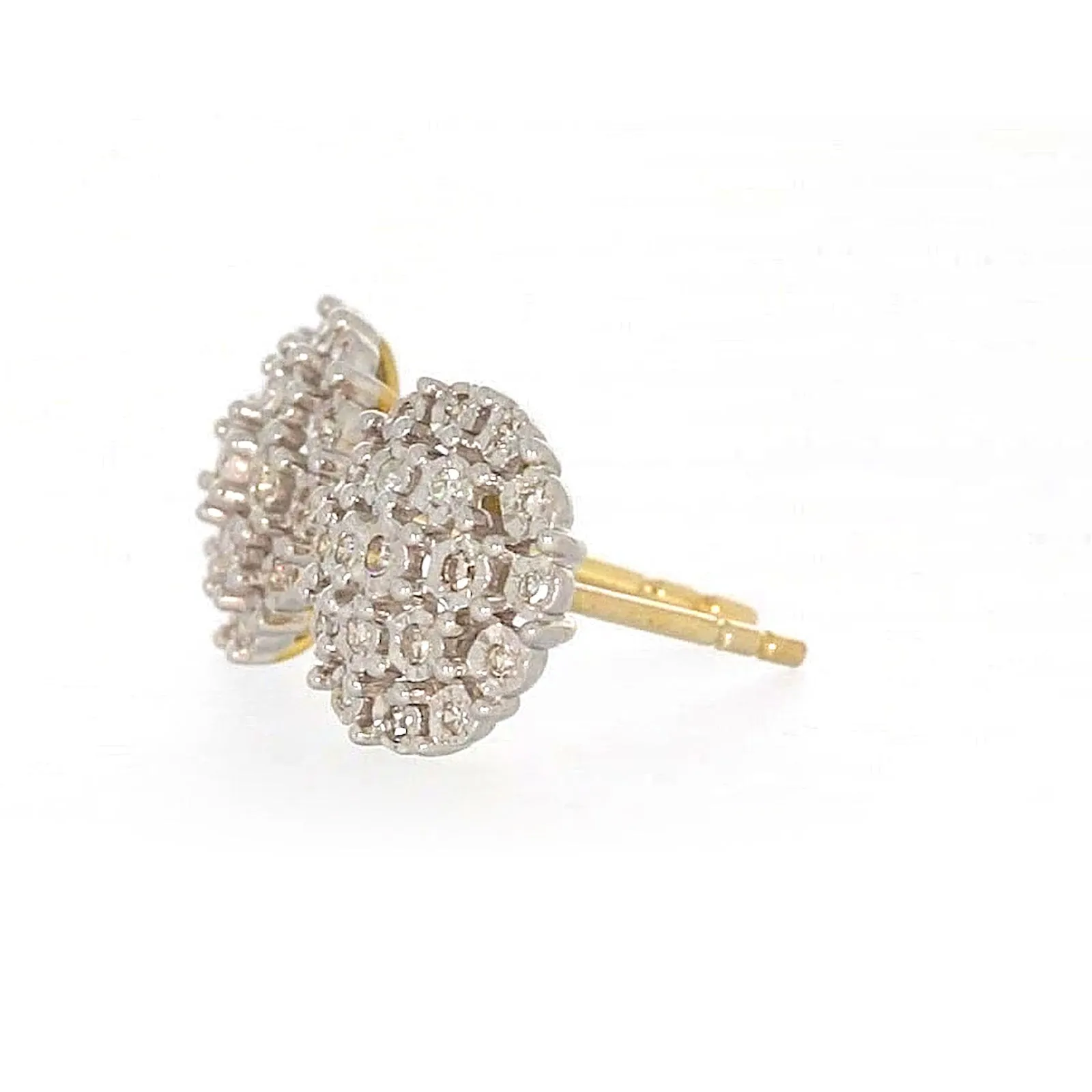 9ct Two Tone Gold Round Brilliant Cut 0.15 CARAT tw of Diamonds Stud Earrings