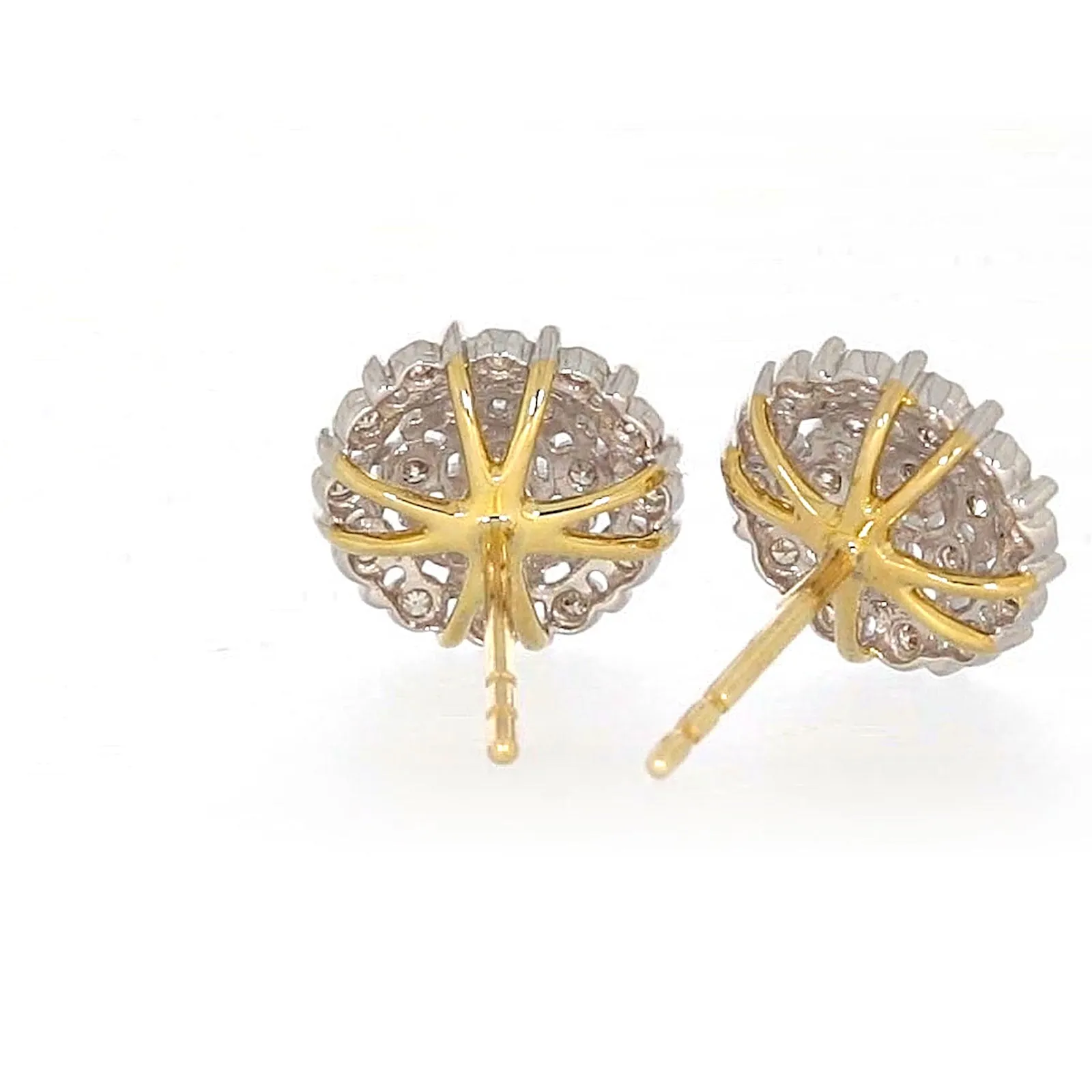 9ct Two Tone Gold Round Brilliant Cut 0.15 CARAT tw of Diamonds Stud Earrings