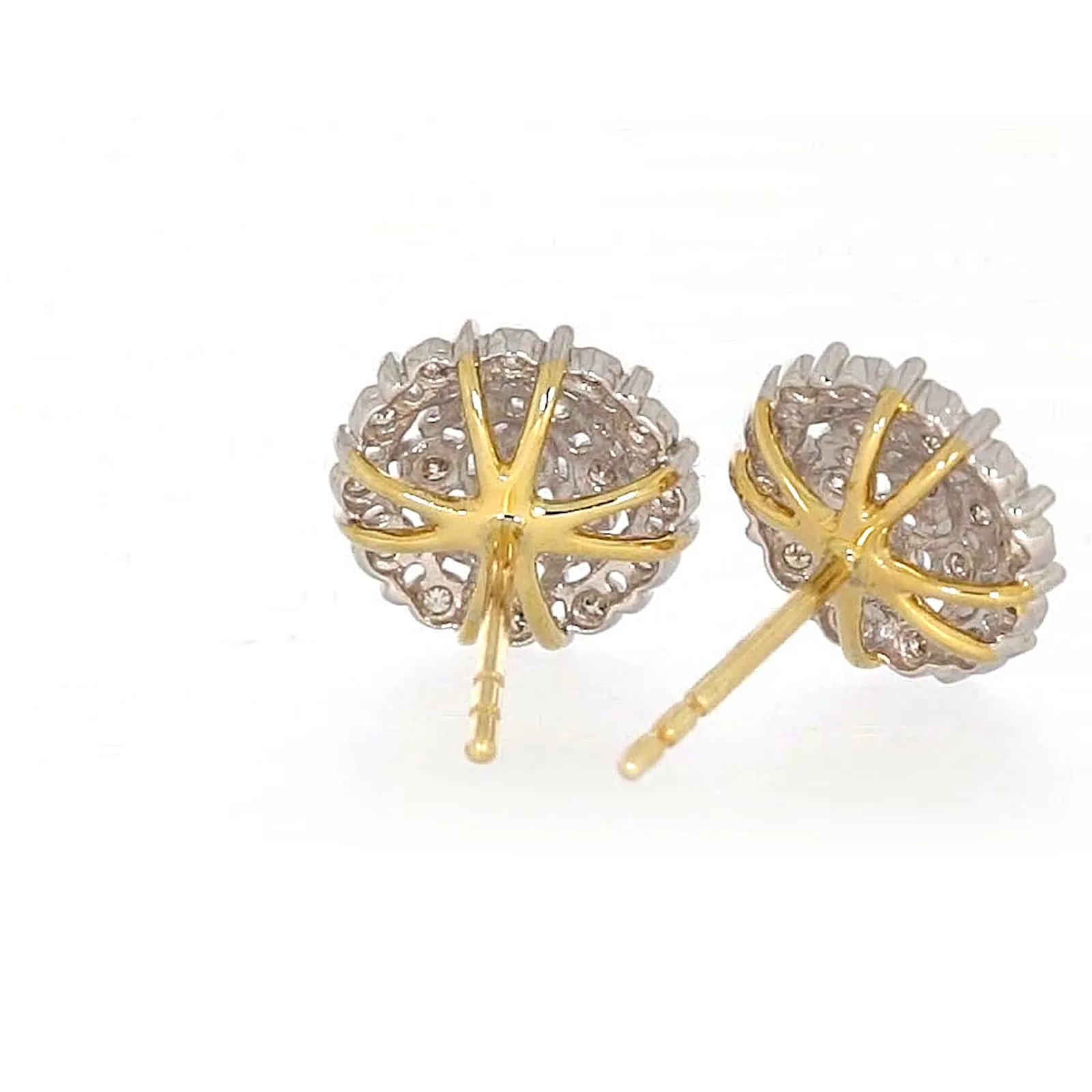 9ct Two Tone Gold Round Brilliant Cut 0.15 CARAT tw of Diamonds Stud Earrings