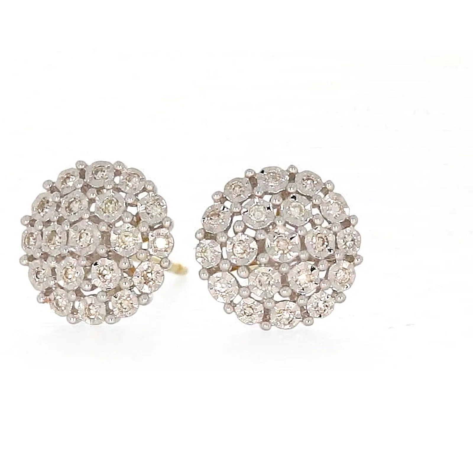 9ct Two Tone Gold Round Brilliant Cut 0.15 CARAT tw of Diamonds Stud Earrings