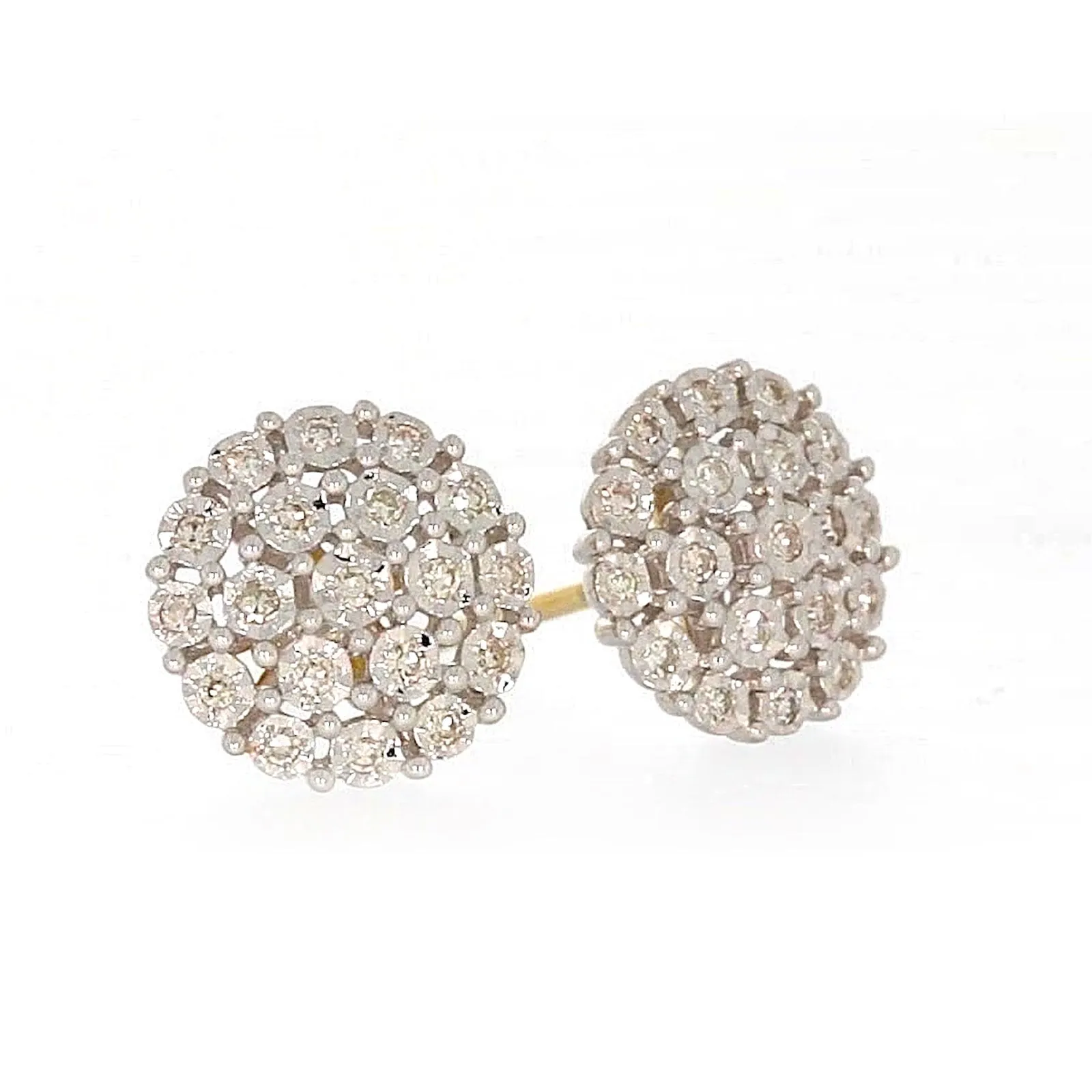 9ct Two Tone Gold Round Brilliant Cut 0.15 CARAT tw of Diamonds Stud Earrings