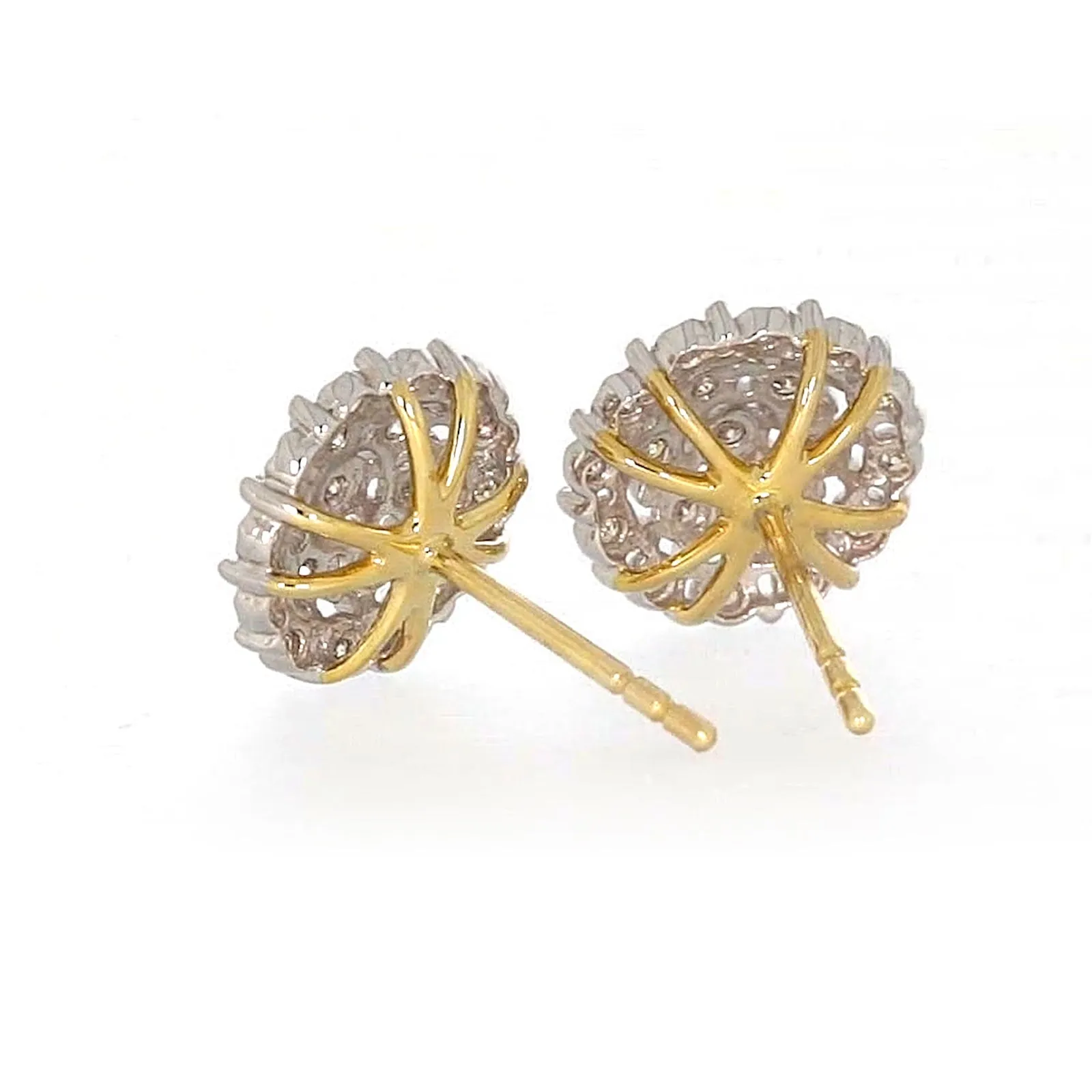 9ct Two Tone Gold Round Brilliant Cut 0.15 CARAT tw of Diamonds Stud Earrings