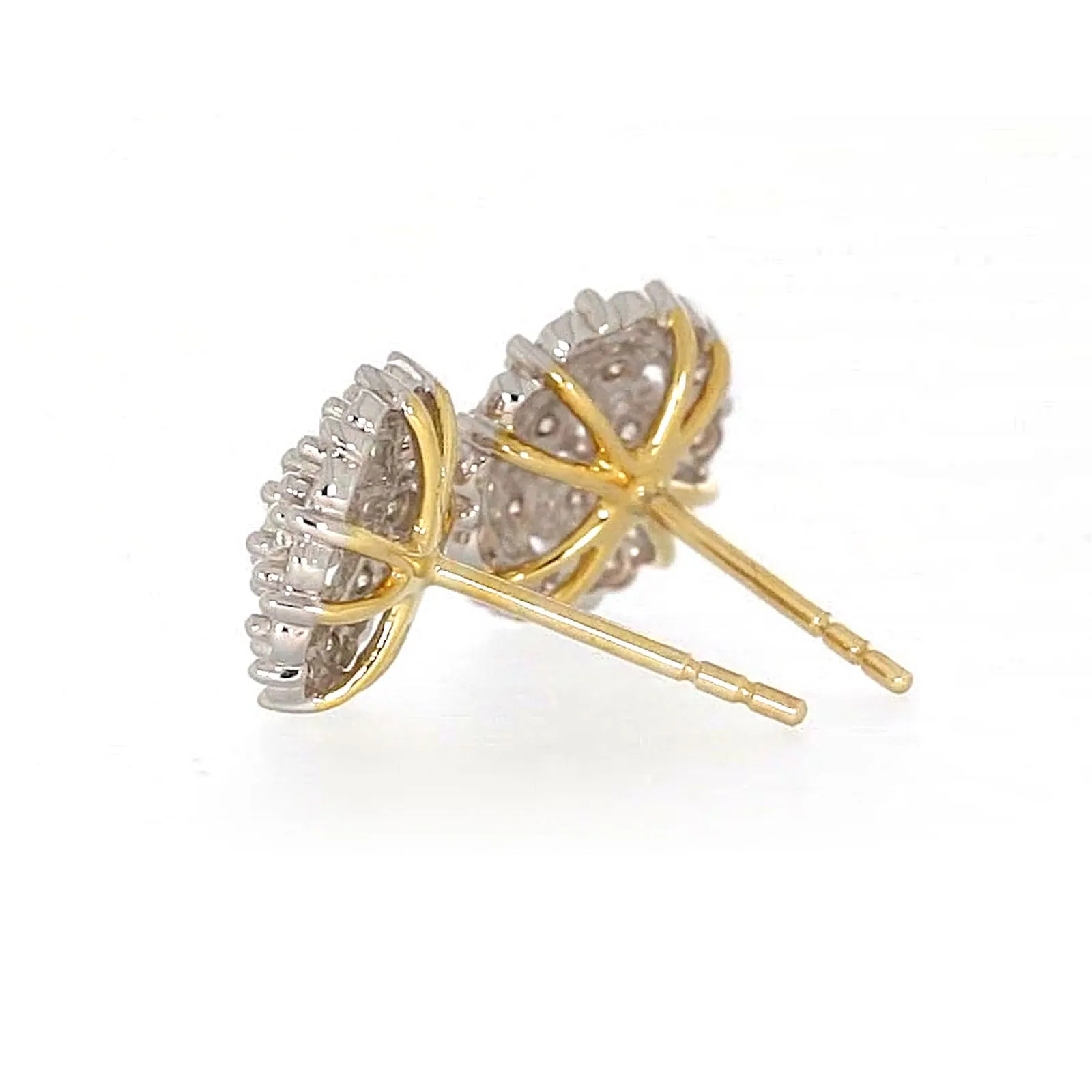 9ct Two Tone Gold Round Brilliant Cut 0.15 CARAT tw of Diamonds Stud Earrings