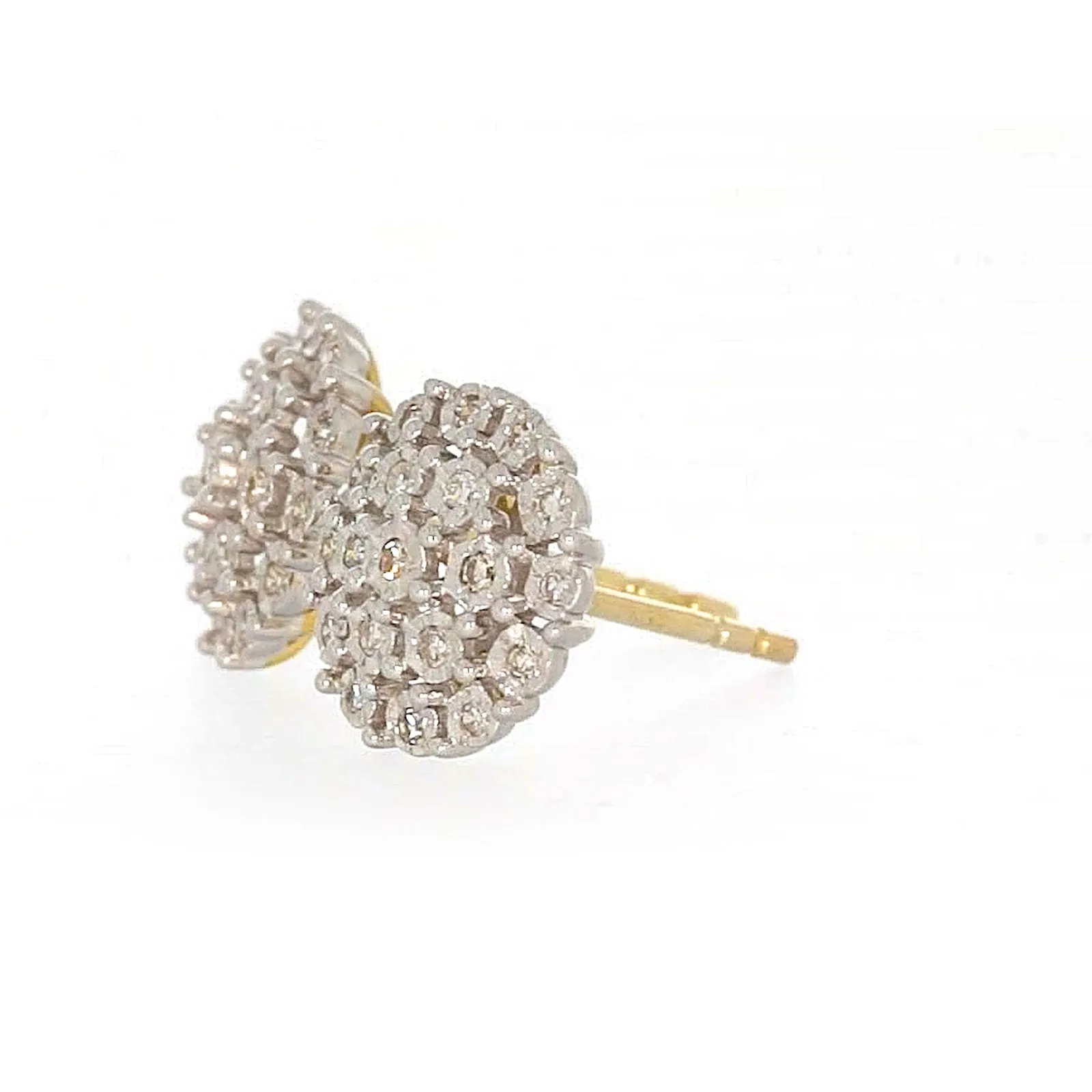 9ct Two Tone Gold Round Brilliant Cut 0.15 CARAT tw of Diamonds Stud Earrings