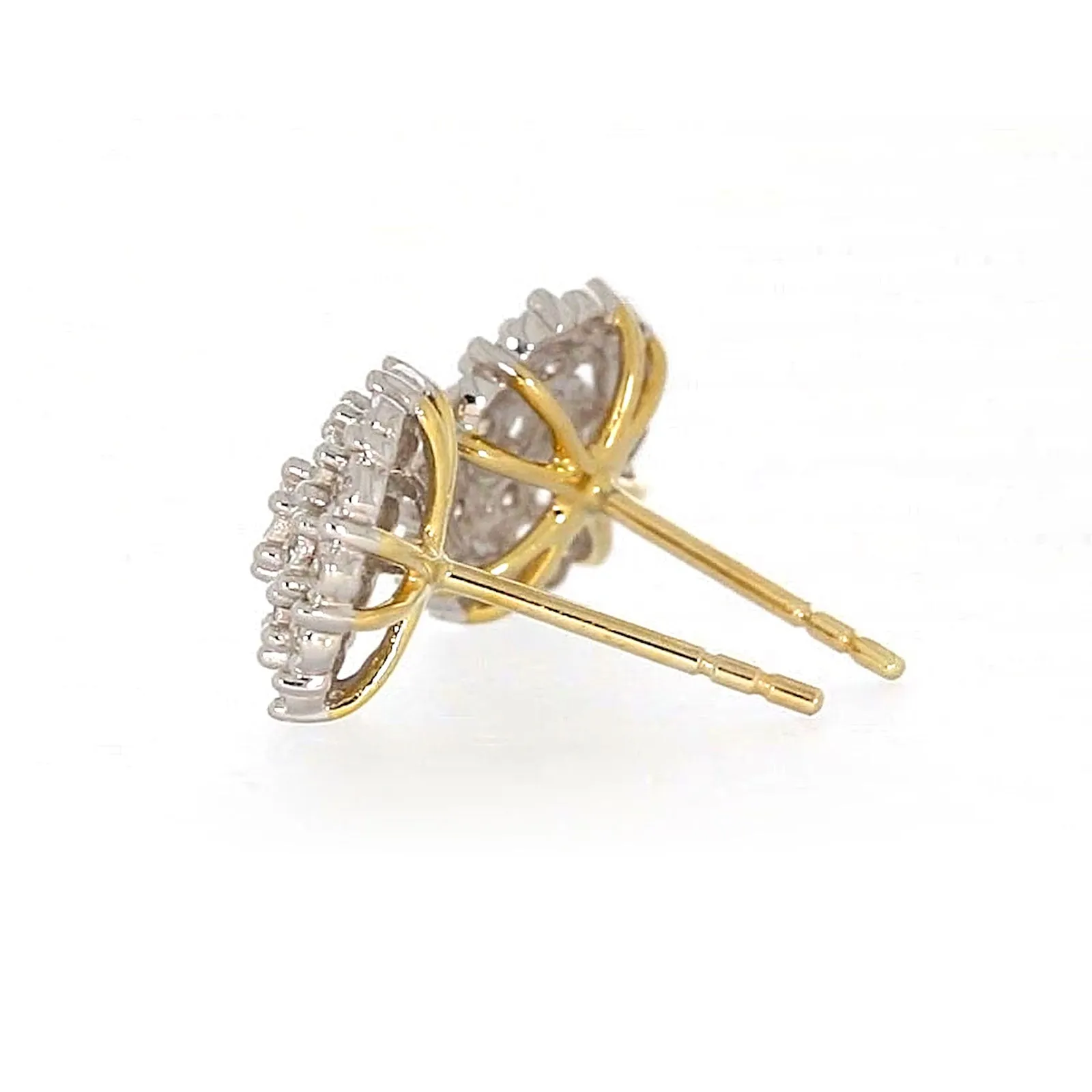 9ct Two Tone Gold Round Brilliant Cut 0.15 CARAT tw of Diamonds Stud Earrings