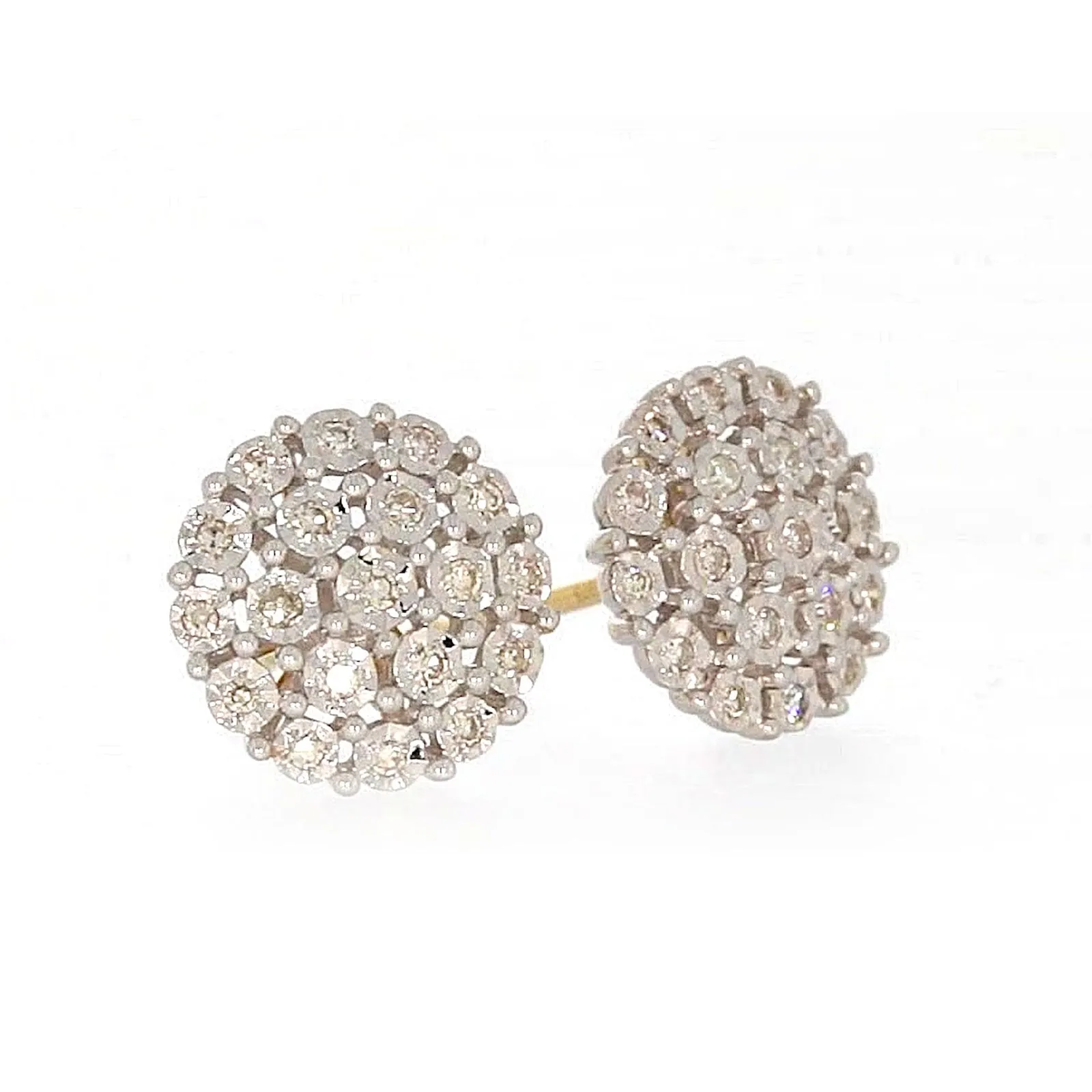 9ct Two Tone Gold Round Brilliant Cut 0.15 CARAT tw of Diamonds Stud Earrings