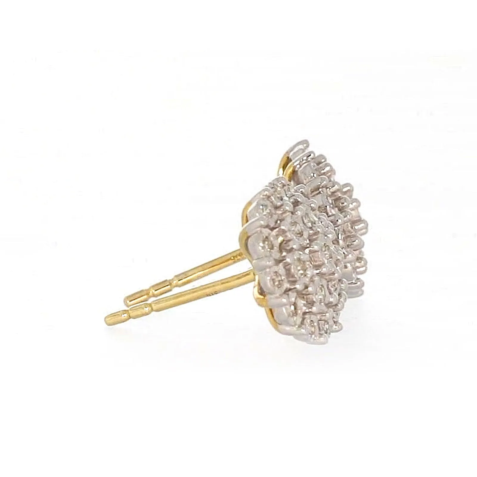 9ct Two Tone Gold Round Brilliant Cut 0.15 CARAT tw of Diamonds Stud Earrings