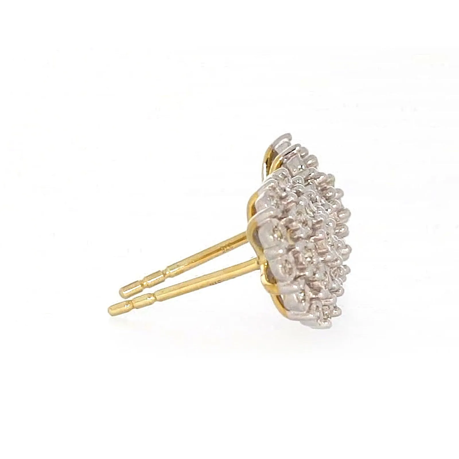 9ct Two Tone Gold Round Brilliant Cut 0.15 CARAT tw of Diamonds Stud Earrings