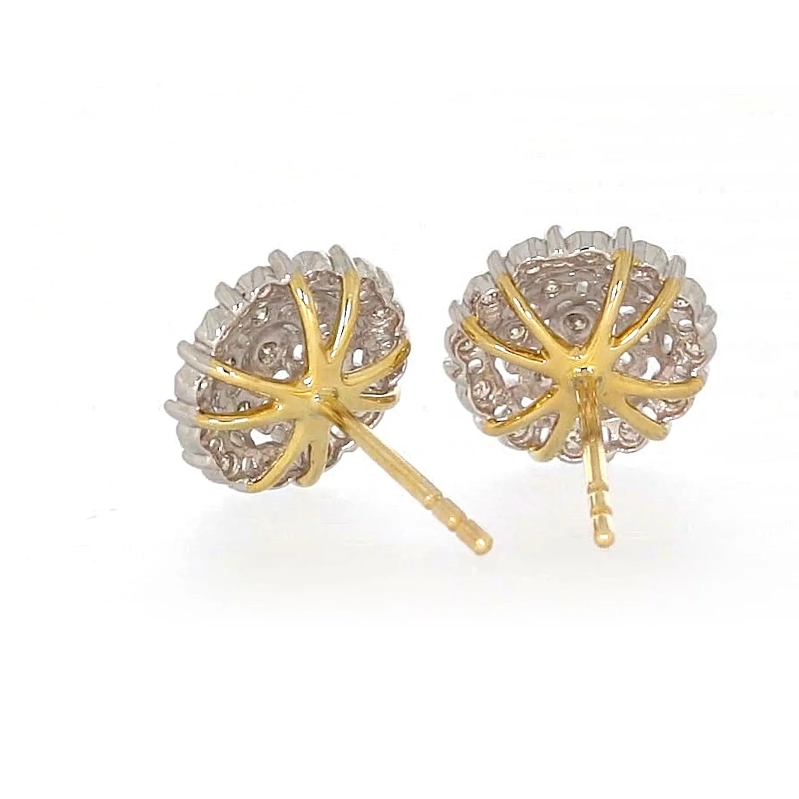 9ct Two Tone Gold Round Brilliant Cut 0.15 CARAT tw of Diamonds Stud Earrings