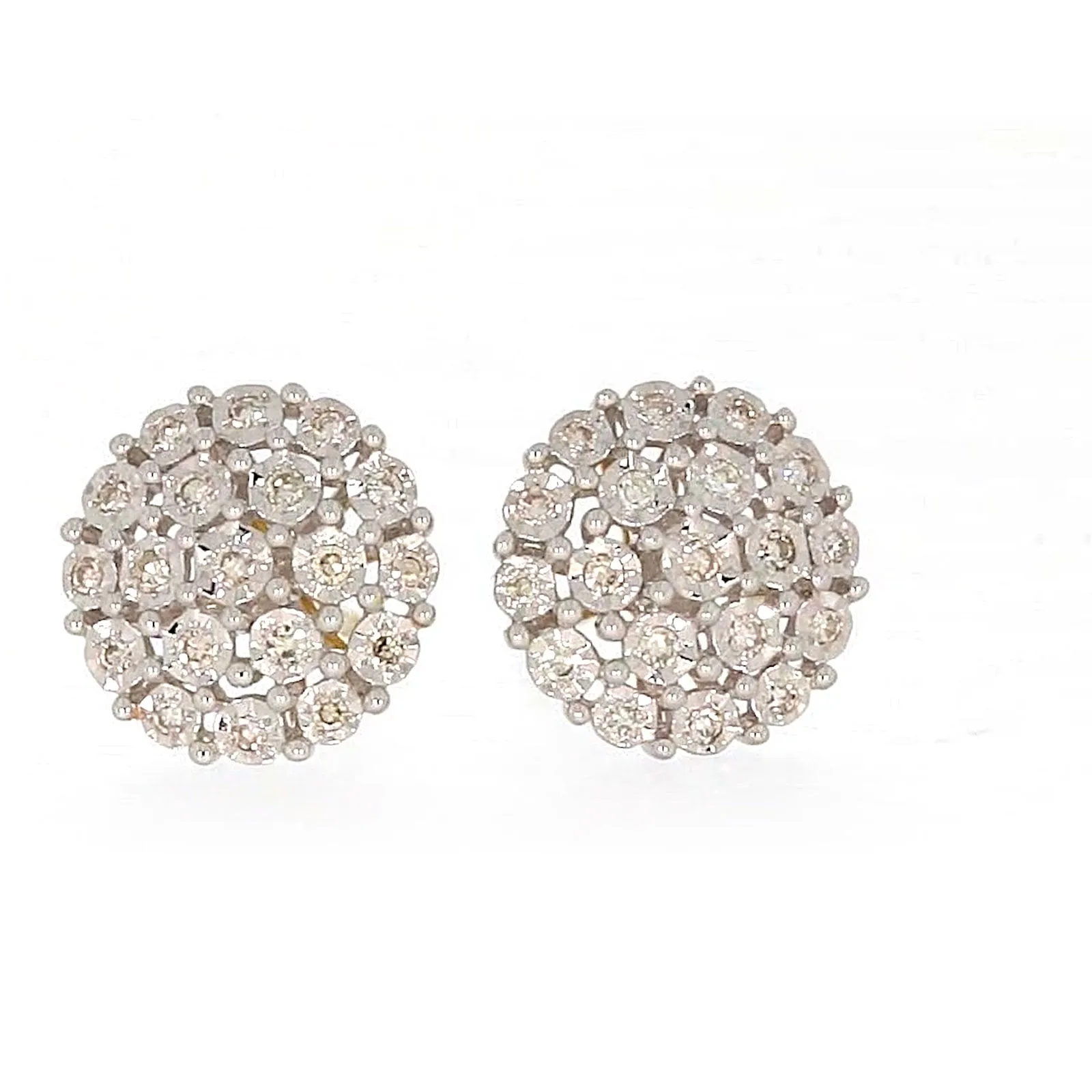 9ct Two Tone Gold Round Brilliant Cut 0.15 CARAT tw of Diamonds Stud Earrings