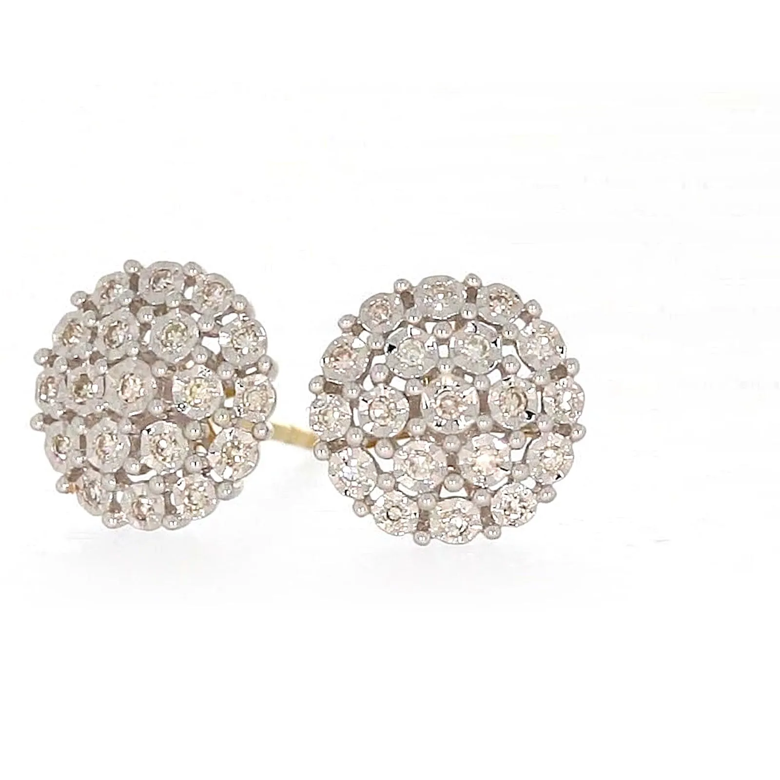 9ct Two Tone Gold Round Brilliant Cut 0.15 CARAT tw of Diamonds Stud Earrings