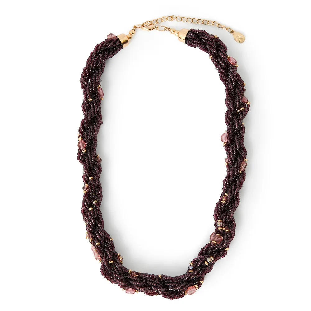 Accessorize London Women's Purple Amber Beaded Twisted Collar Necklace