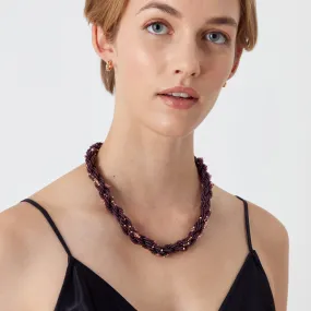 Accessorize London Women's Purple Amber Beaded Twisted Collar Necklace