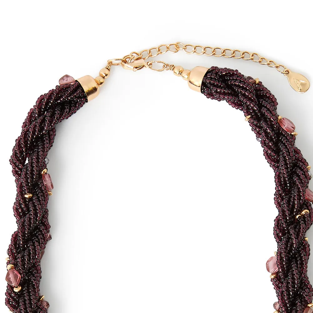 Accessorize London Women's Purple Amber Beaded Twisted Collar Necklace